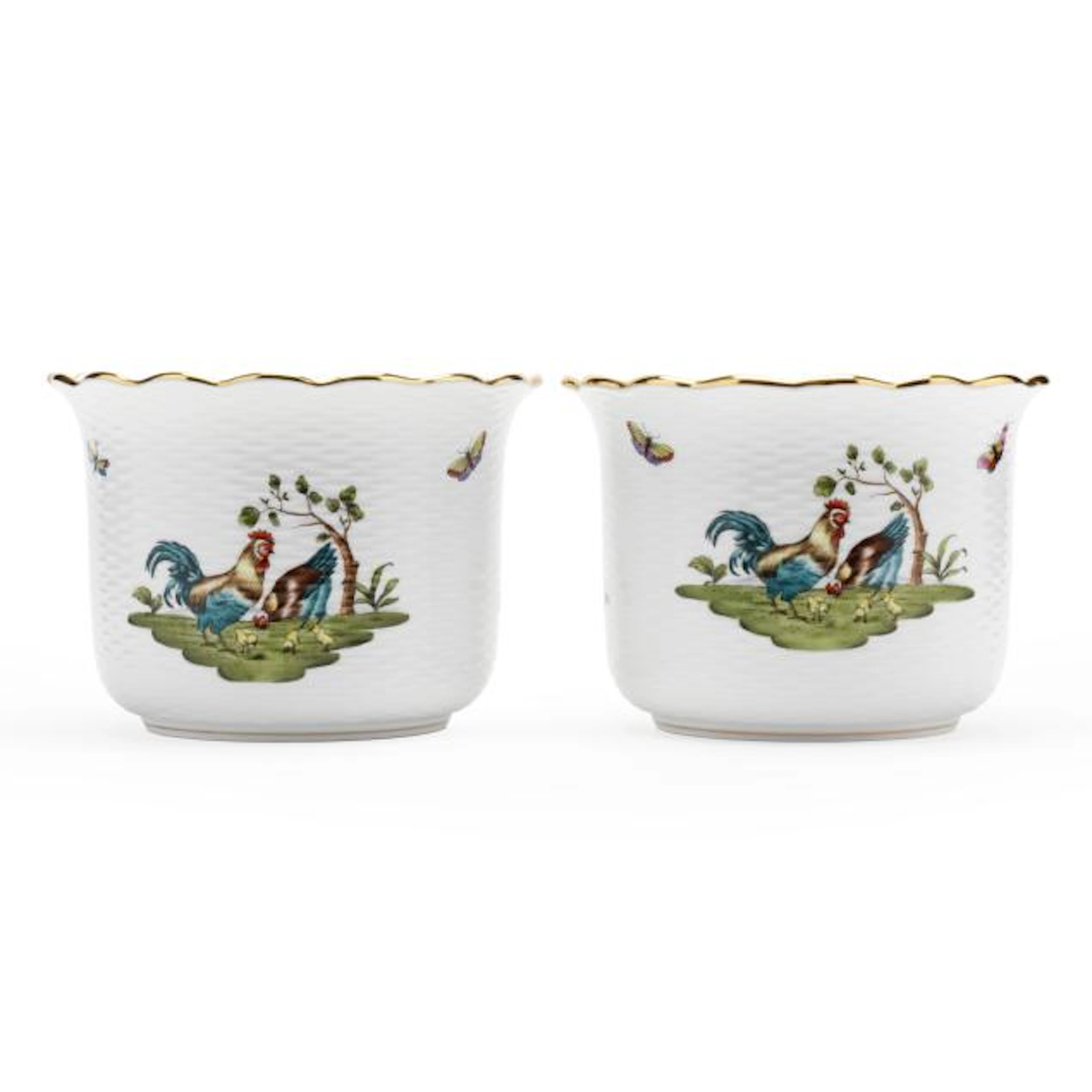 A Pair of Herend Chanticleer Cachepots
