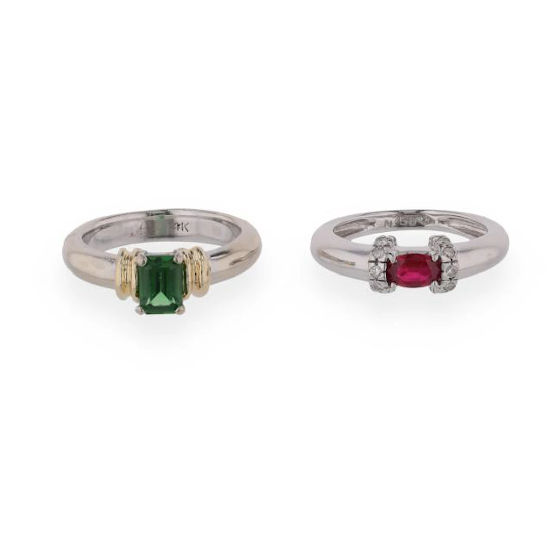 Two White Gold and Gem-Set Rings