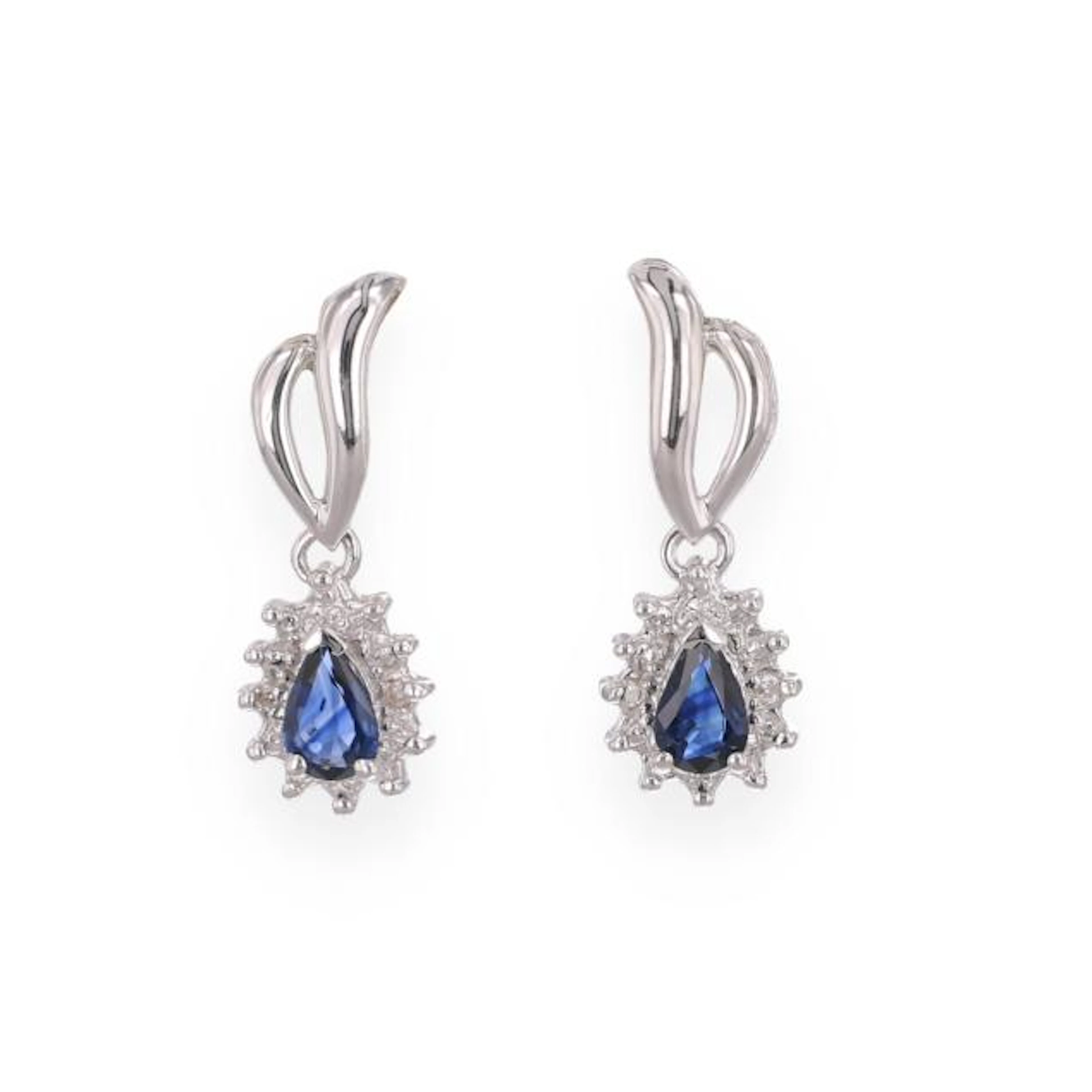 White Gold, Sapphire, and Diamond Earrings