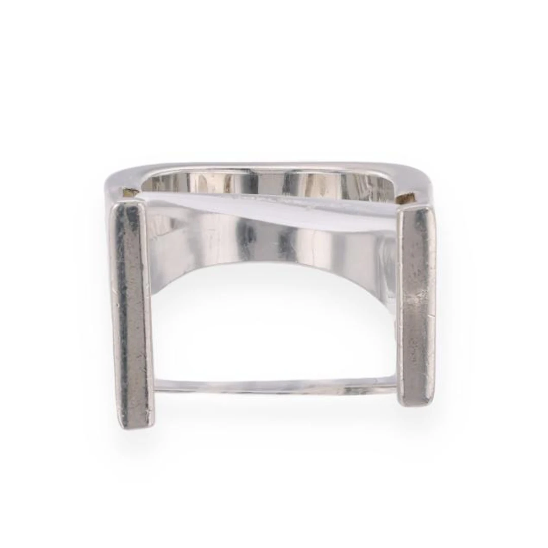 Silver and Rock Crystal Quartz Ring, Salvatore Ferragamo