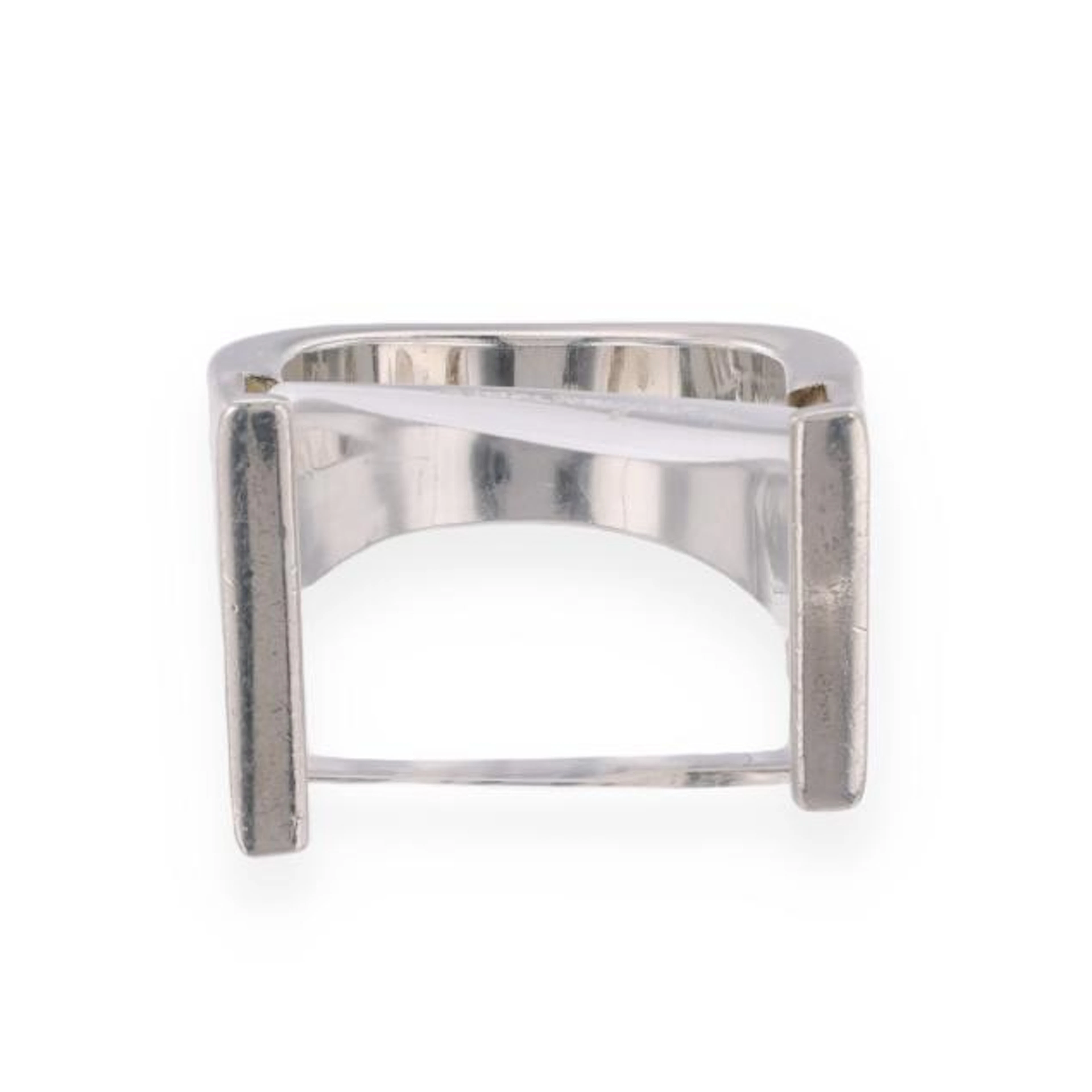 Silver and Rock Crystal Quartz Ring, Salvatore Ferragamo