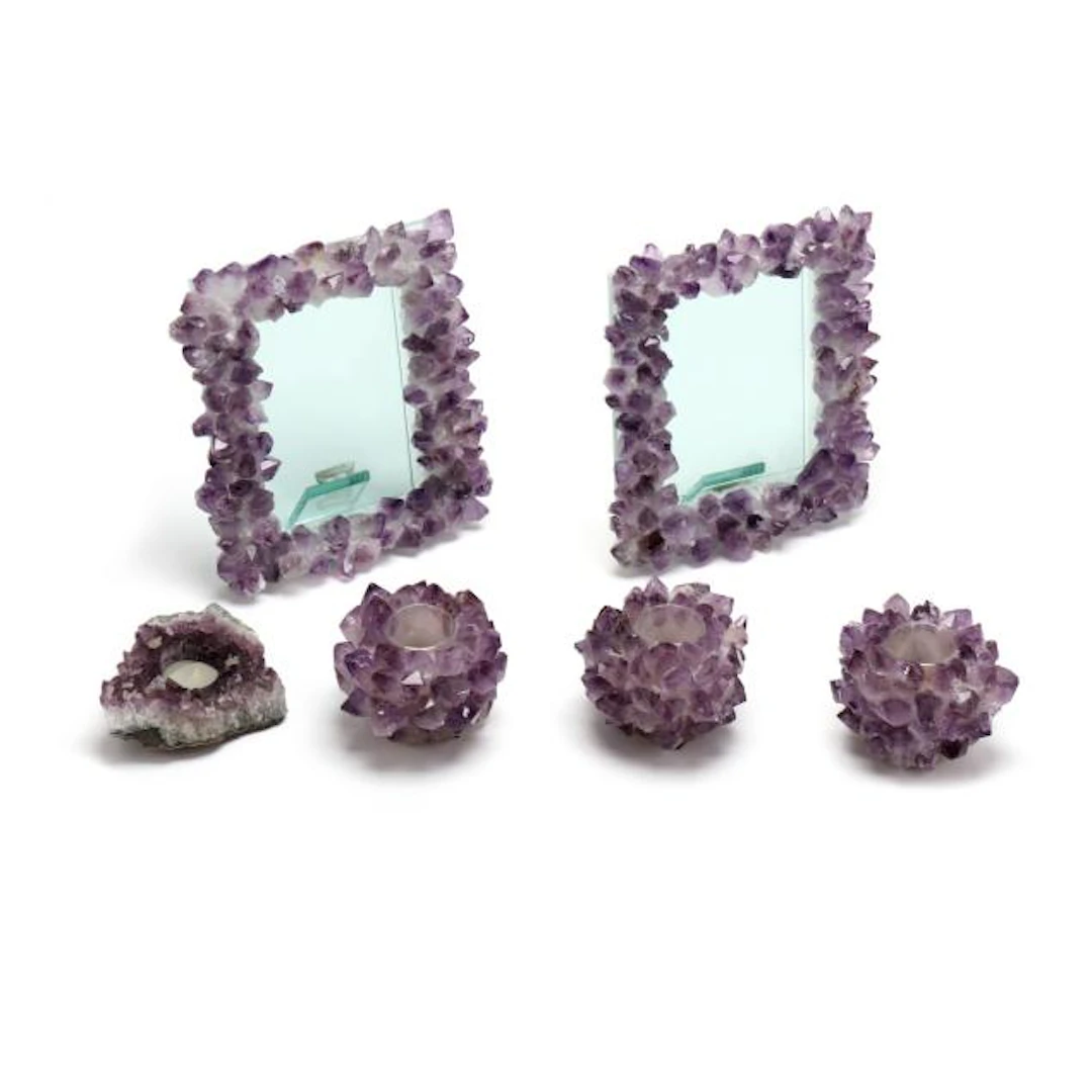 Kathryn McCoy (CA), Set of Amethyst Specimen Encrusted Picture Frames
