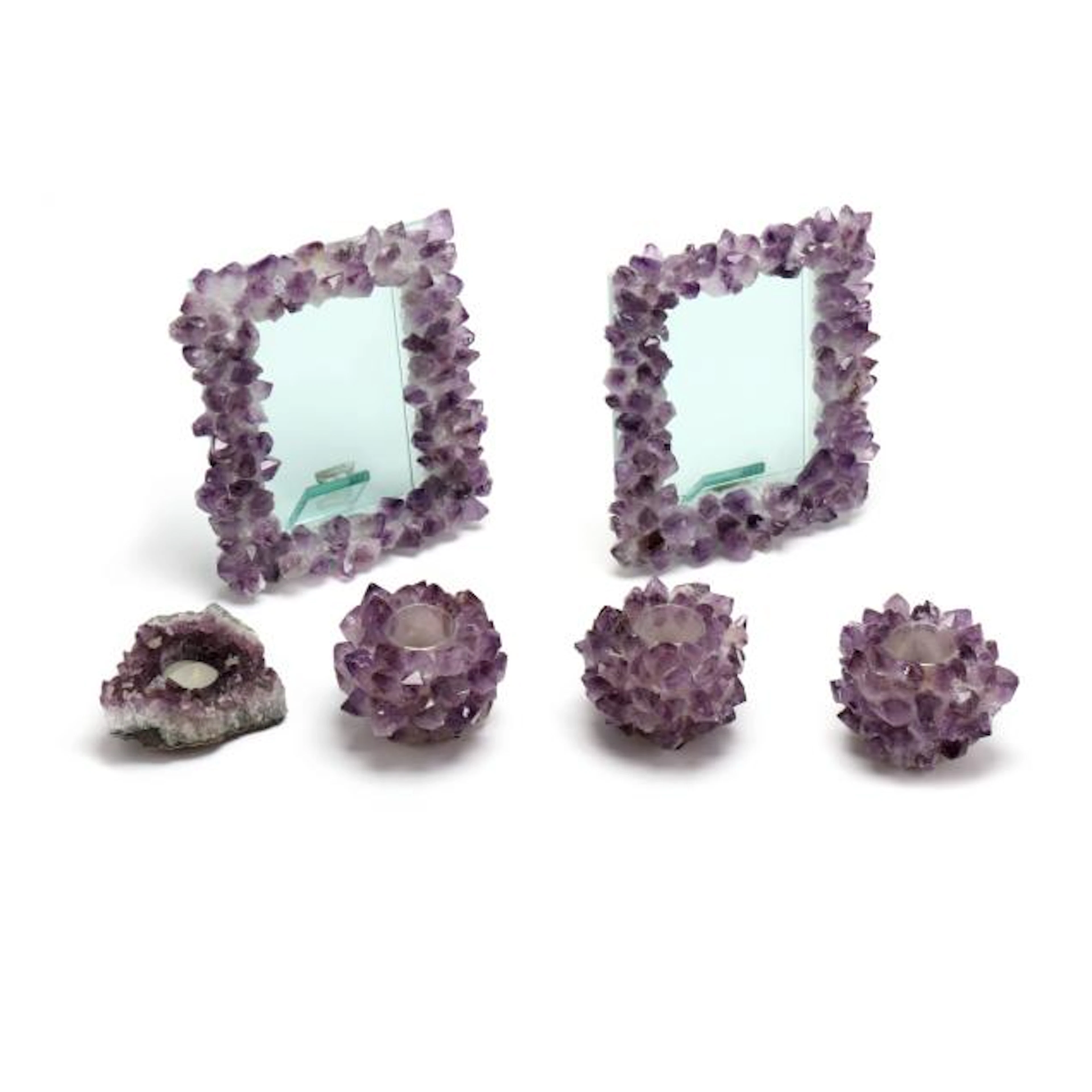 Kathryn McCoy (CA), Set of Amethyst Specimen Encrusted Picture Frames