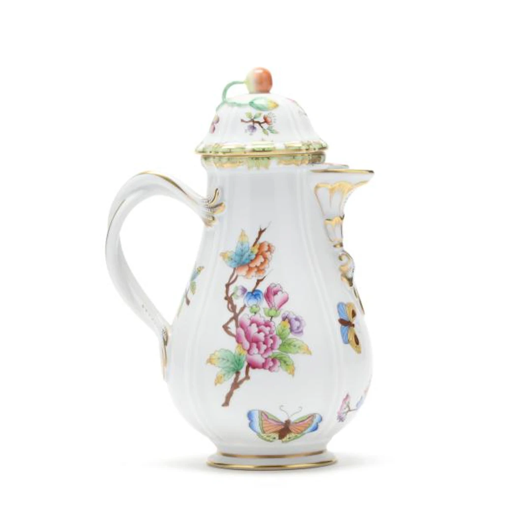 Herend Queen Victoria Footed Coffee Pot, Signed