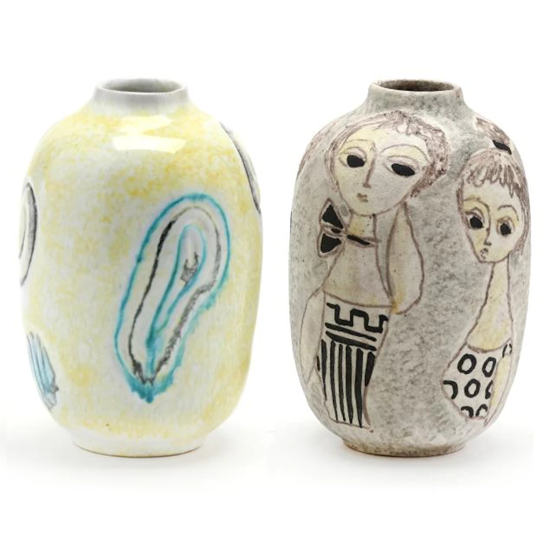 Marcello Fantoni (Italian, 1915-2011), Two Mid-Century Ceramic Bud Vases