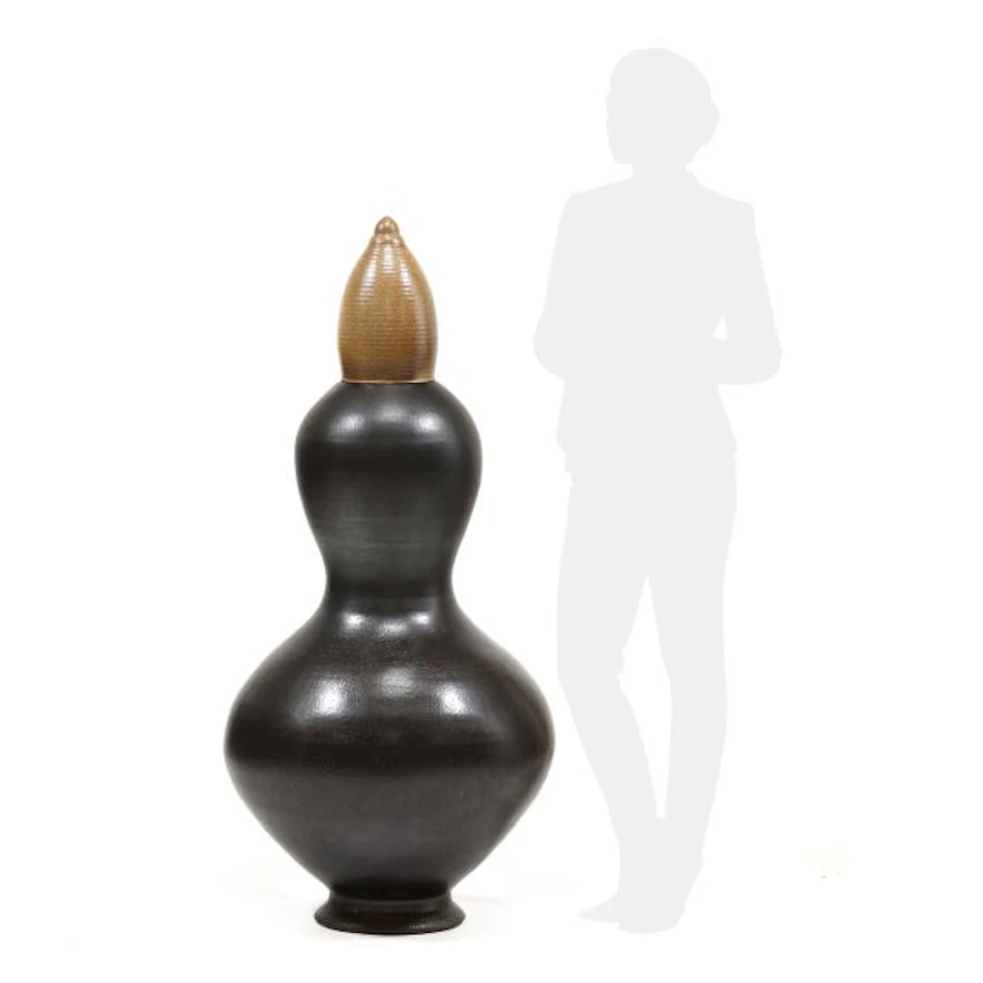 Mark Hewitt (NC), Monumental Manganese Stoneware Jar with Cover