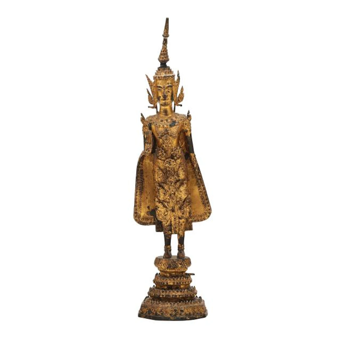 A Tall Thai Gilt Bronze Buddha Sculpture