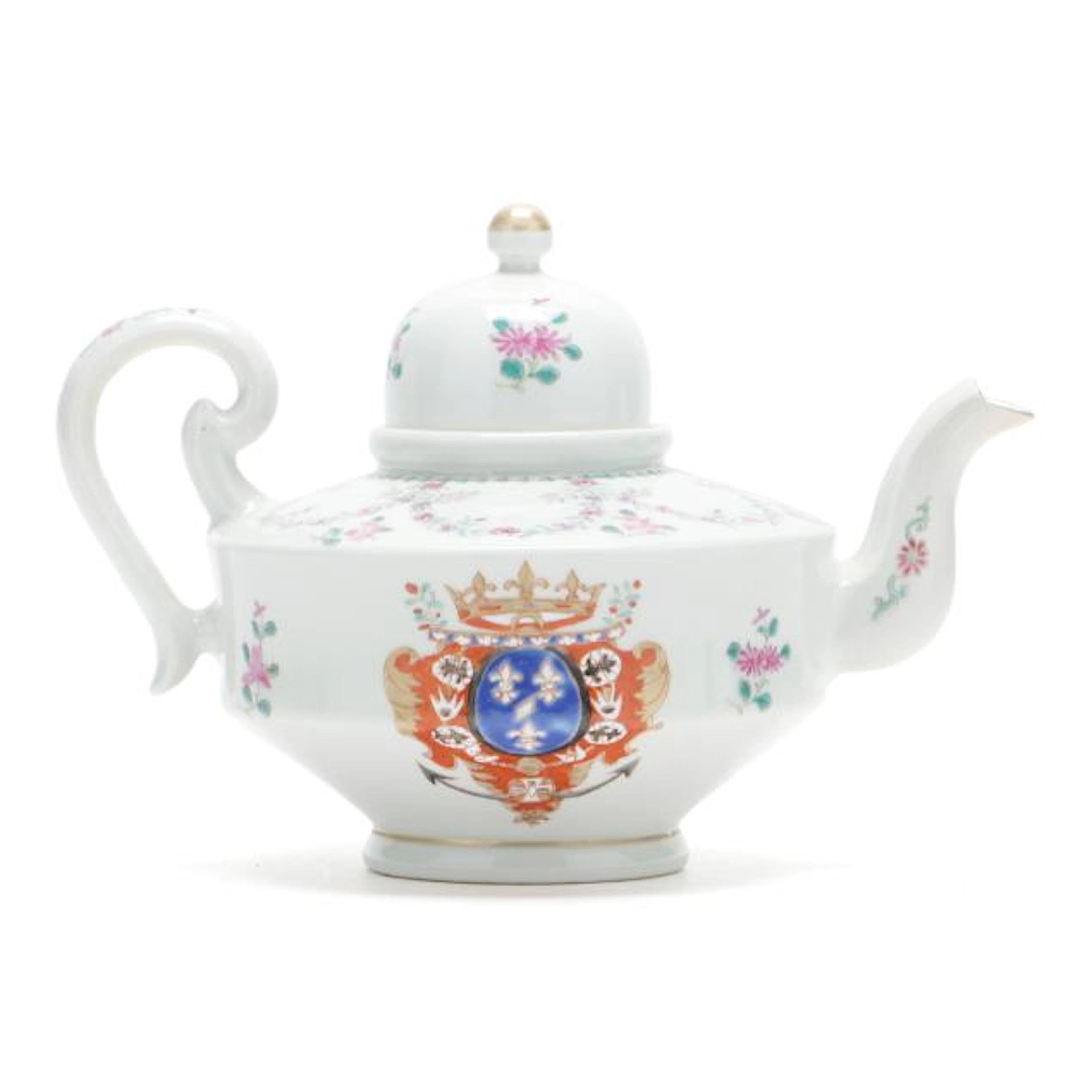 Chinese Export Style Porcelain Armorial Teapot
