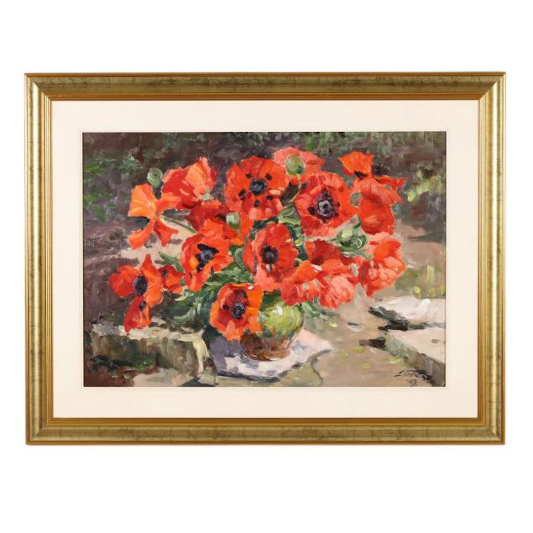 Edgar Vinters (Latvian, 1919-2014), Still Life with Red Poppies