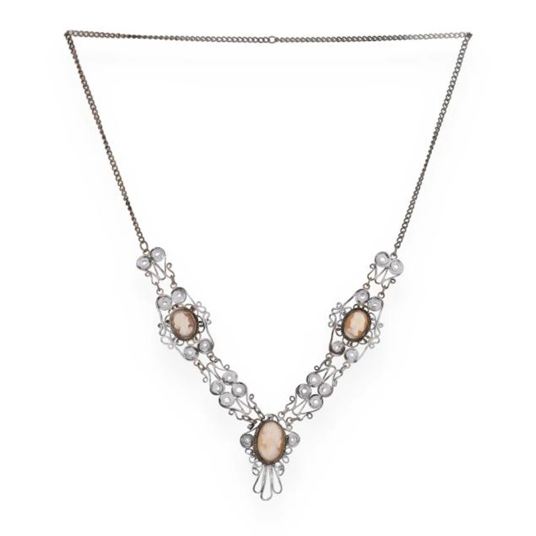 Vintage Gold-Tone Cameo Necklace