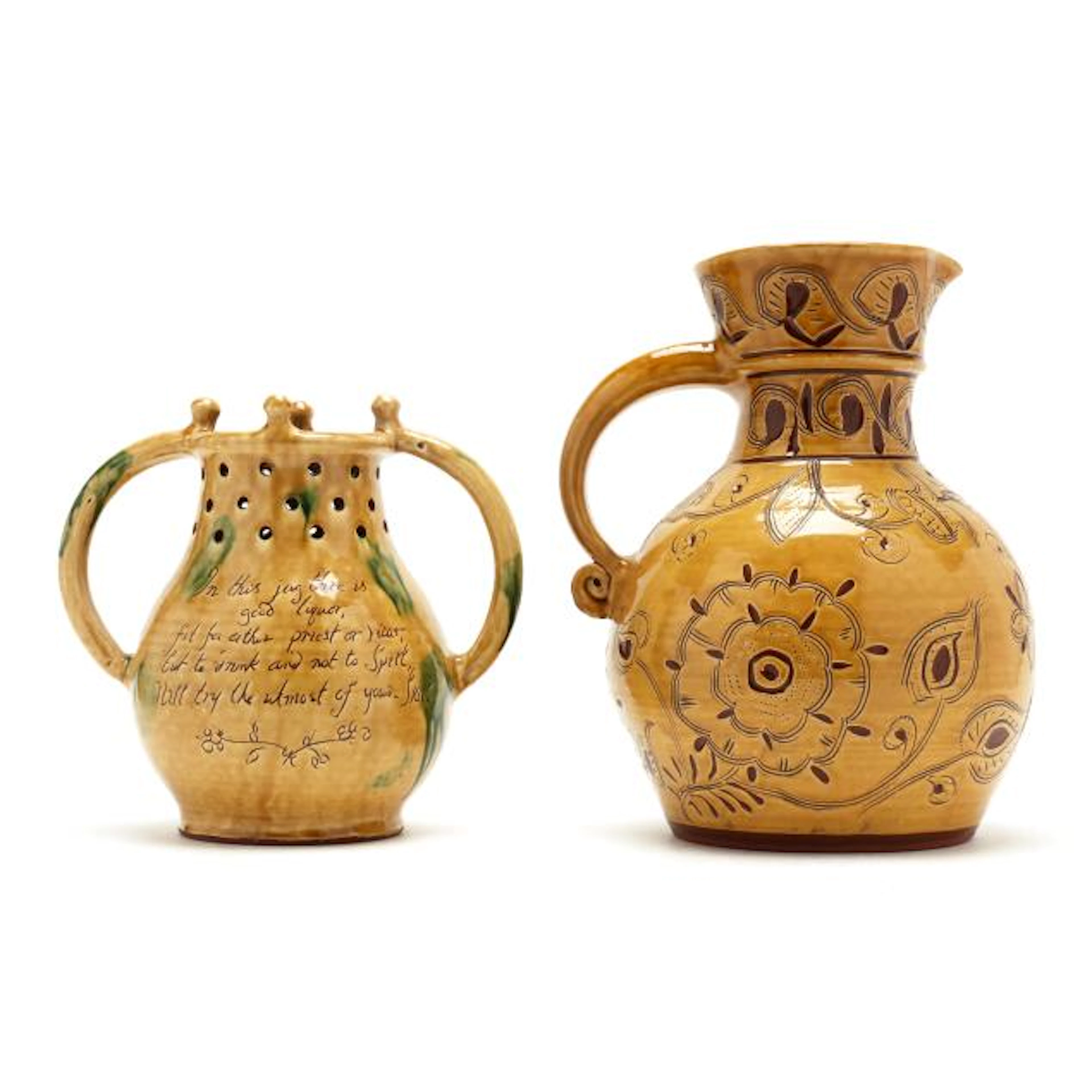 Michelle Erickson (VA), Two Sgraffito Decorated Redware Pottery Works
