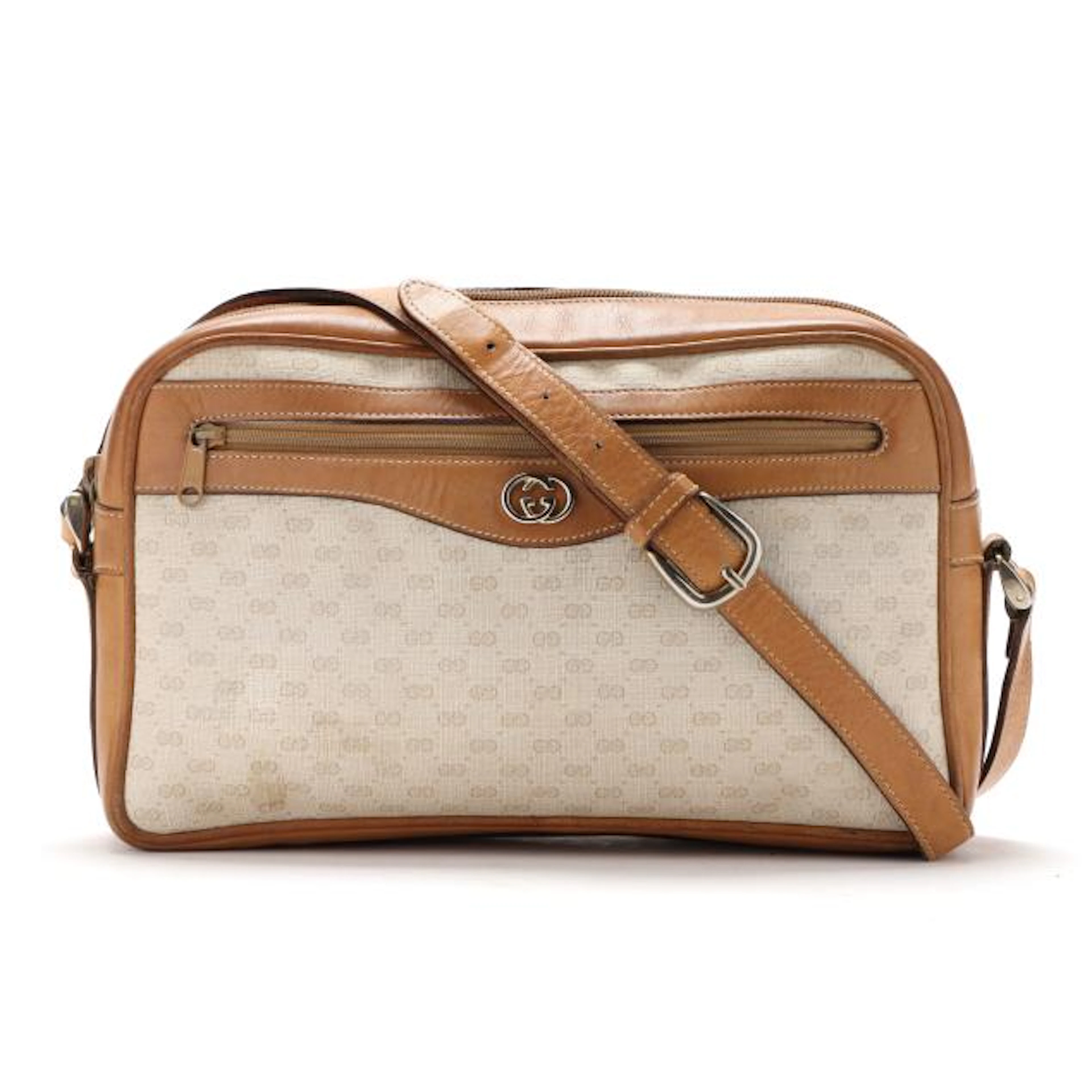 Beige Monogram Canvas Crossbody Shoulder Bag, Gucci