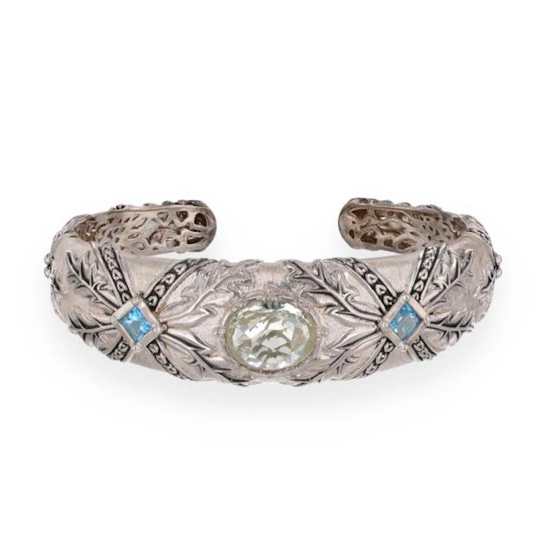 Silver and Gem-Set Cuff Bracelet