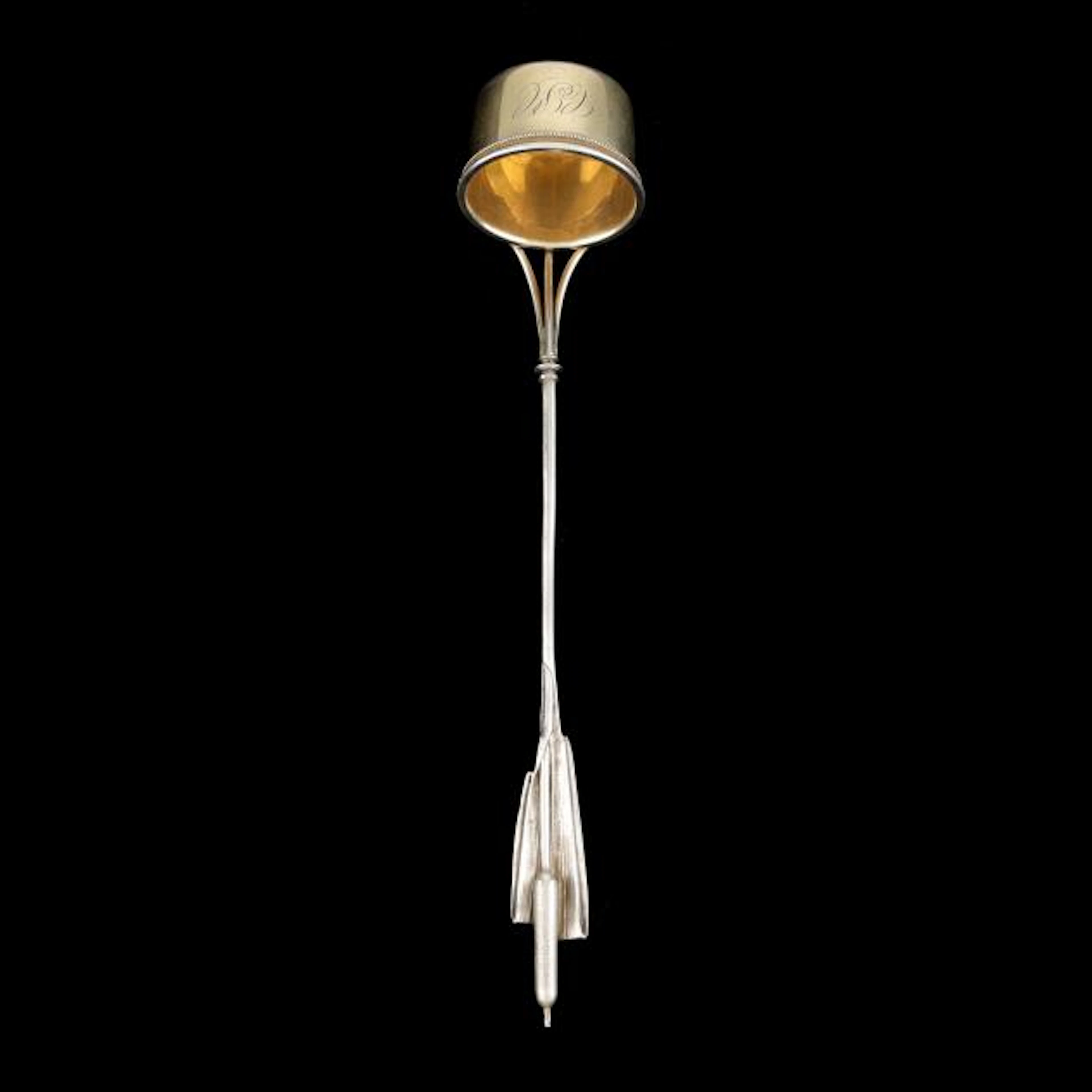 Rare Antique Whiting Sterling Silver Cattail Cream Ladle