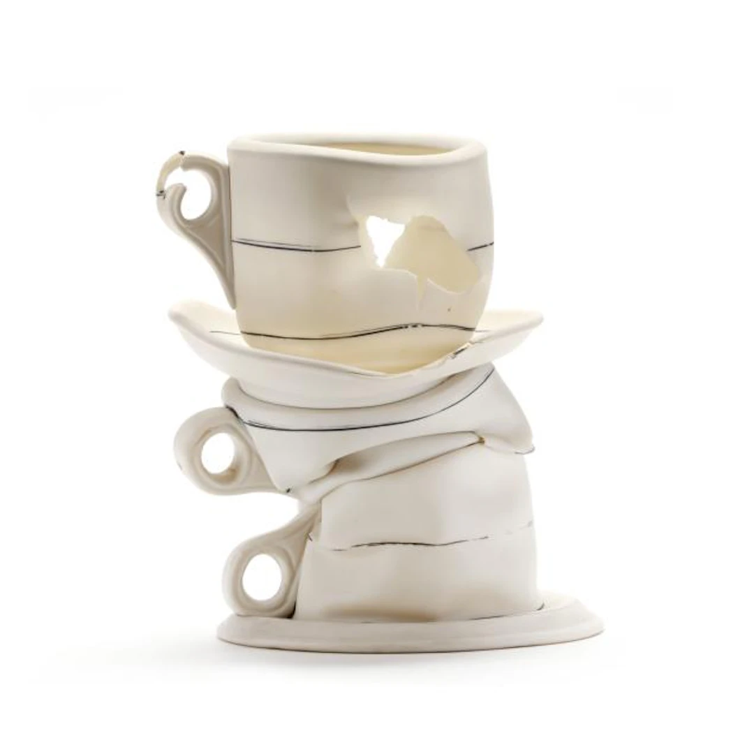 Irv Tepper (American, b. 1947), Stacked Teacups Ceramic Sculpture