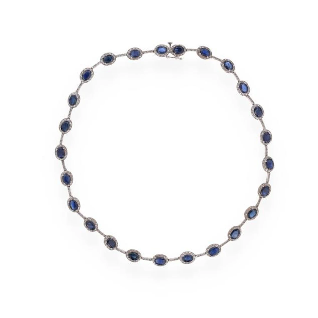 White Gold and Sapphire Necklace