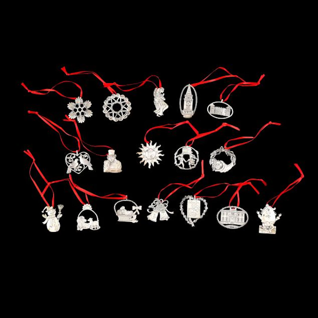 Hand & Hammer, (17) Sterling Silver Holiday Ornaments