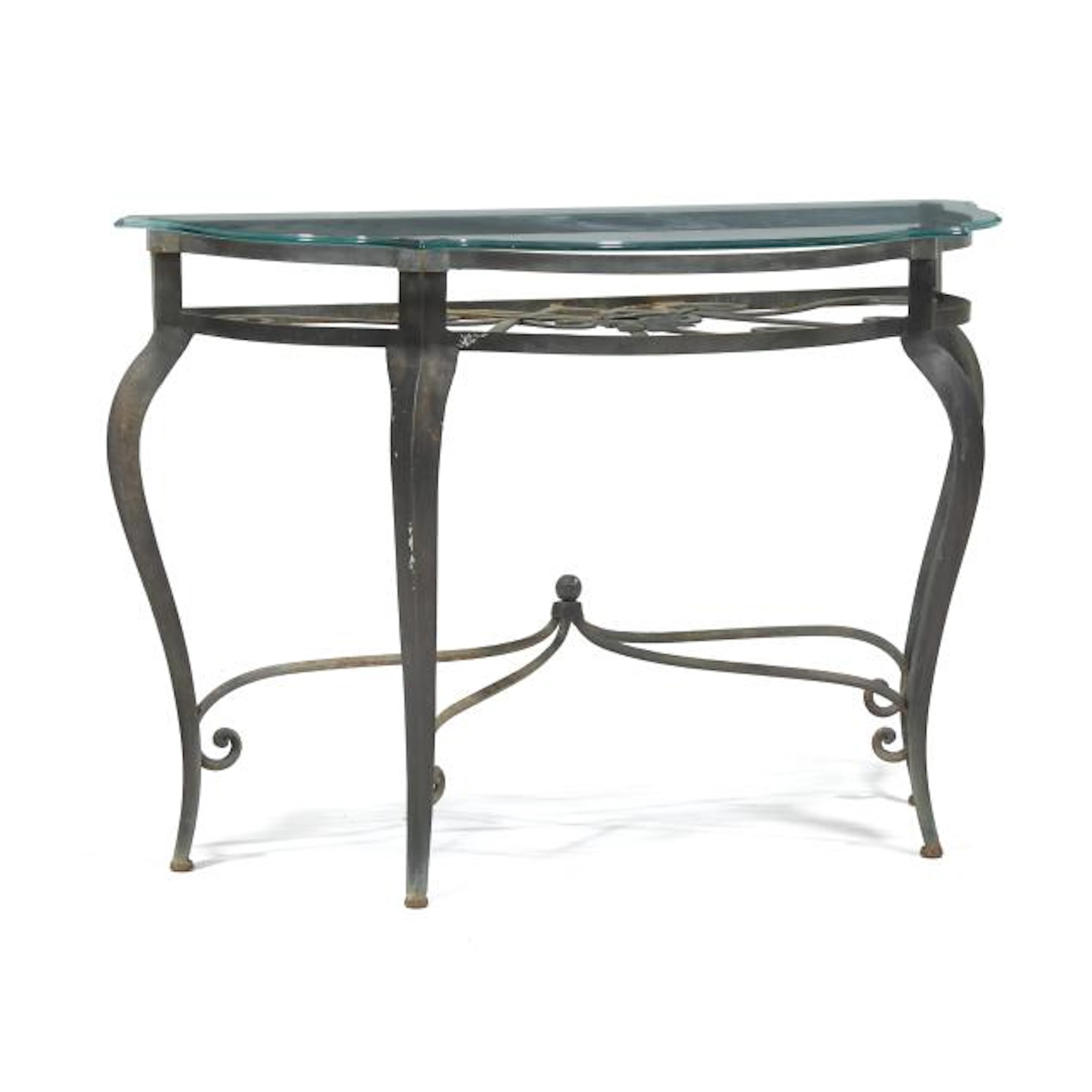 Wrought Iron and Glass Console Table