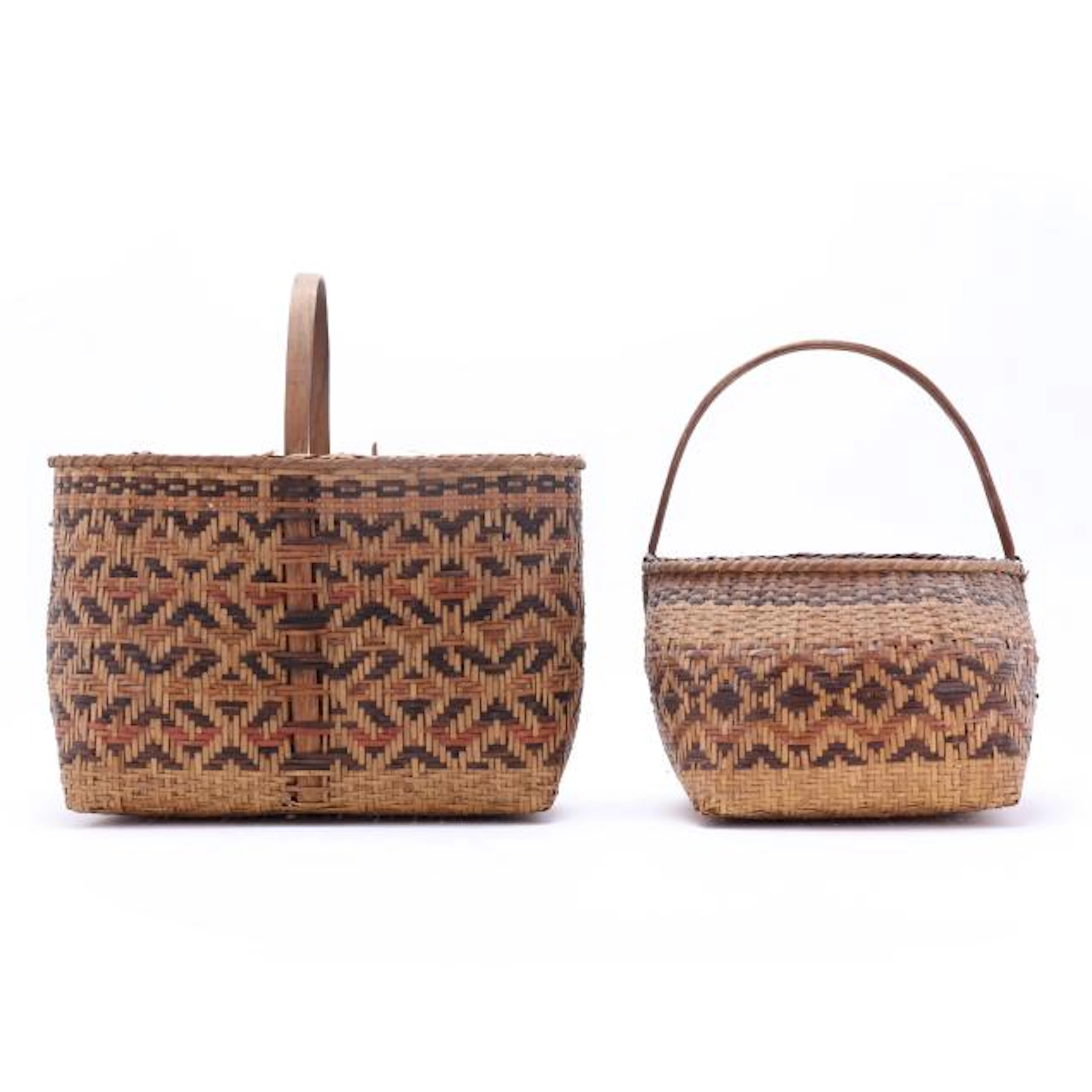 Two Vintage Cherokee Rivercane Gathering Baskets