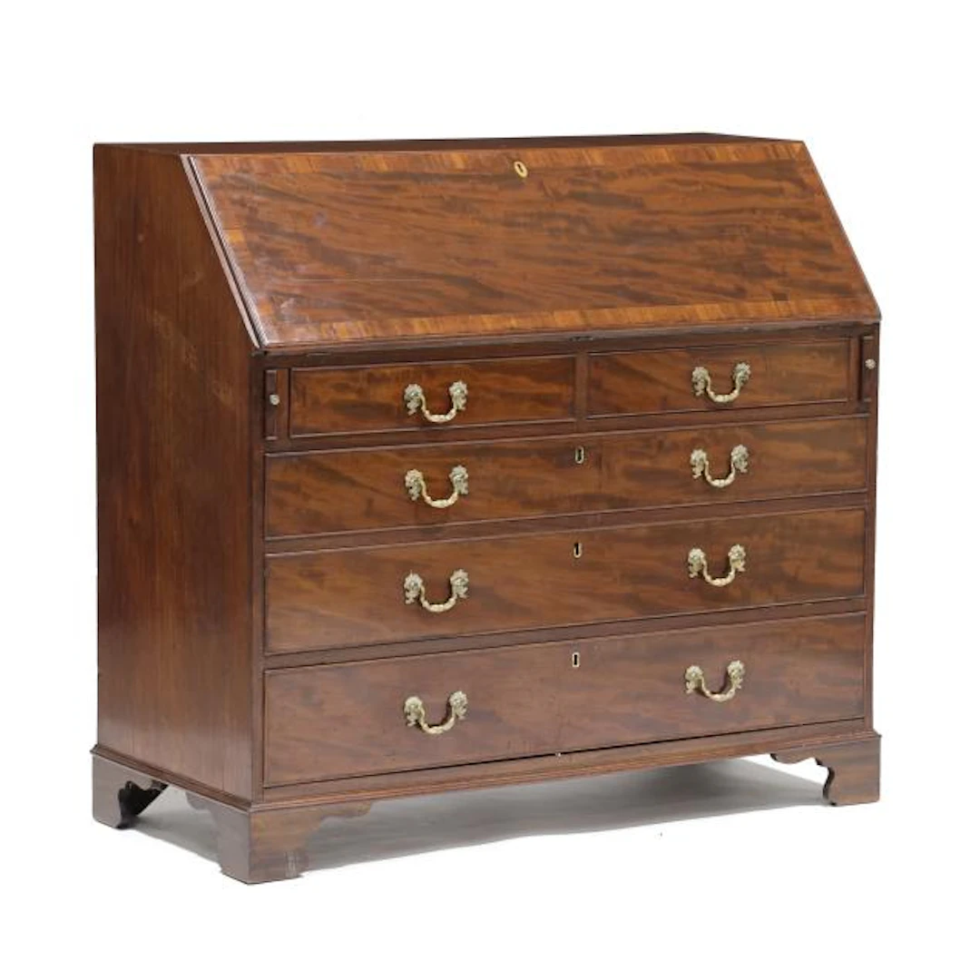 Antique English Inlaid Mahogany Slant Front Desk