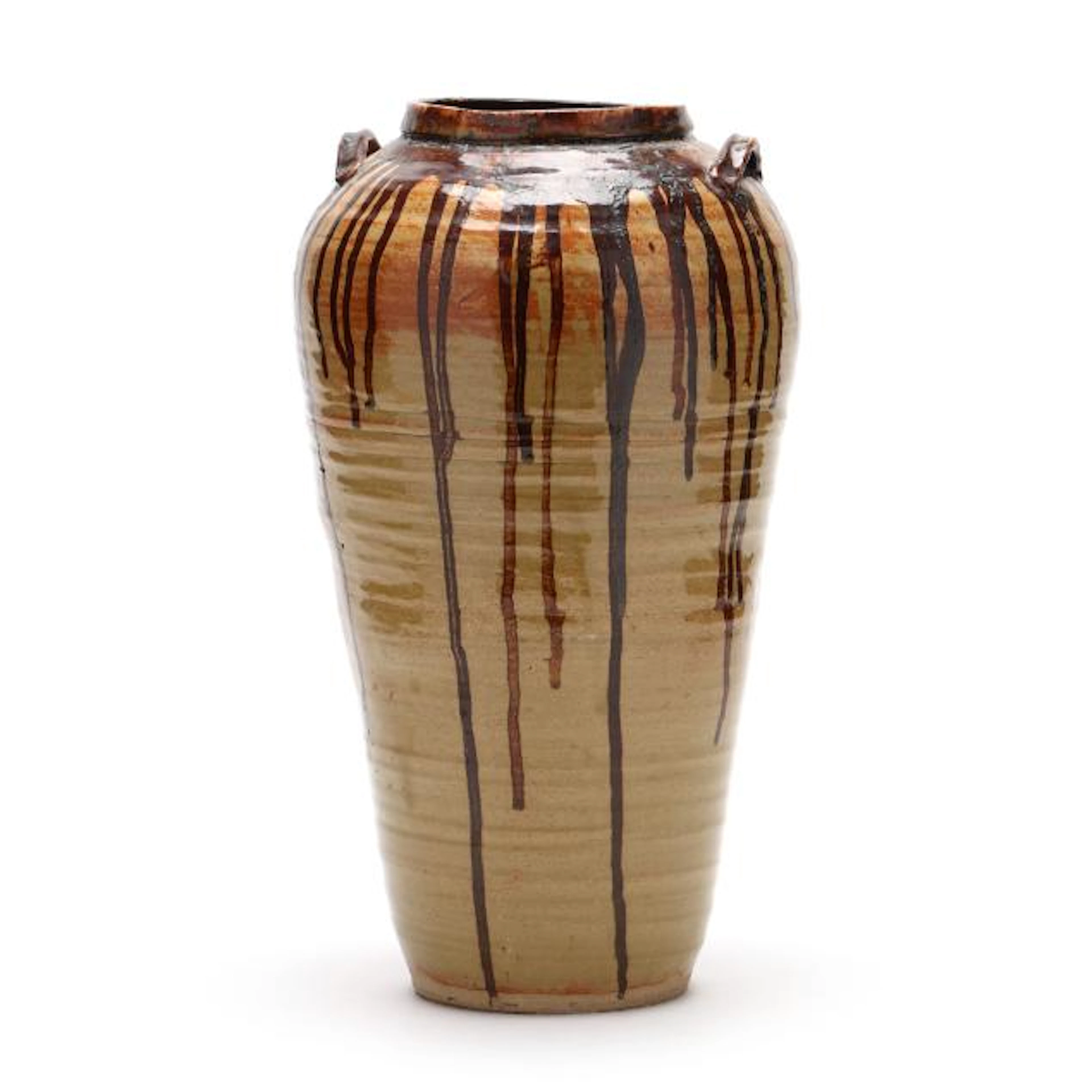 A Japanese Tall Drip Glazed Pottery Jar