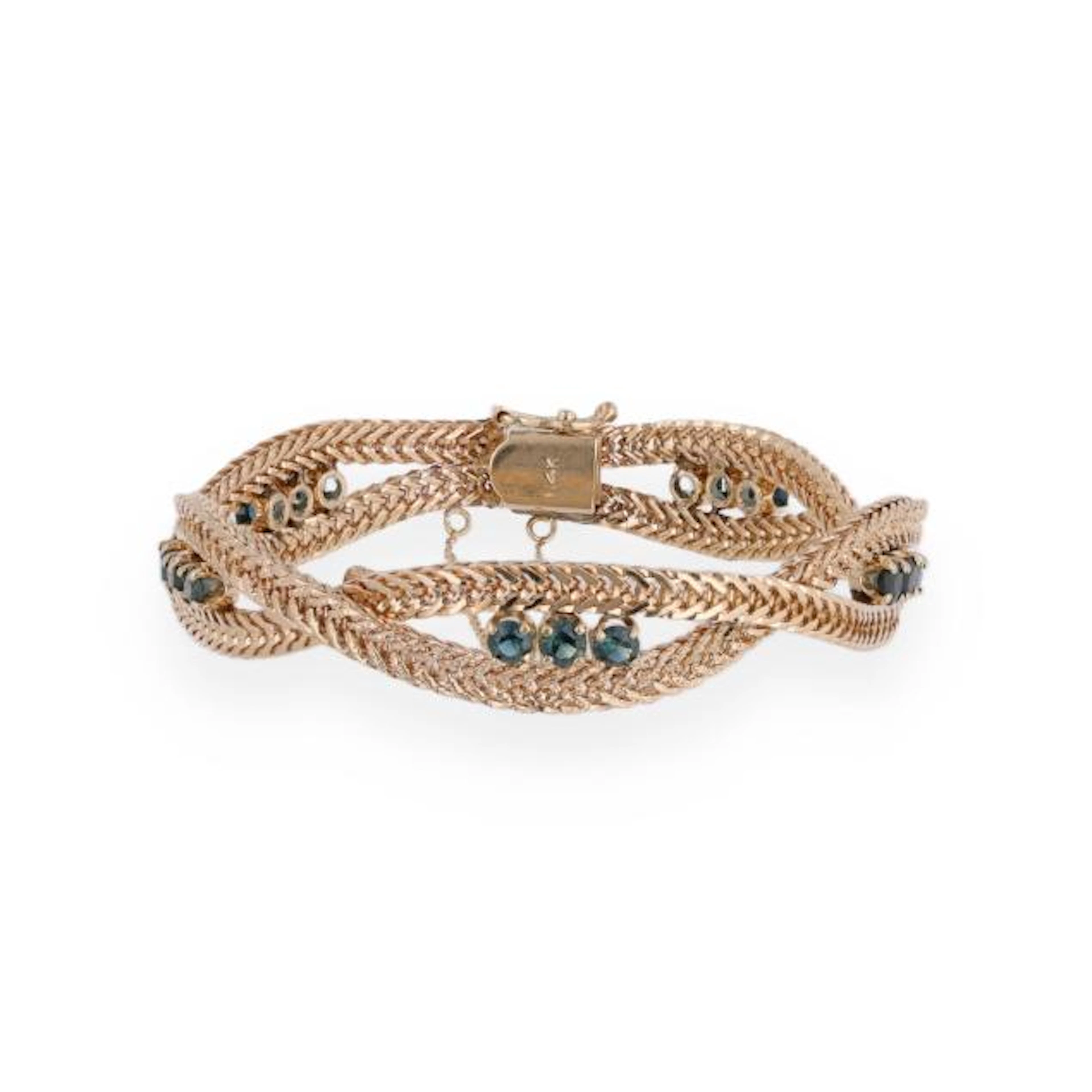 Gold and Sapphire Woven Bracelet