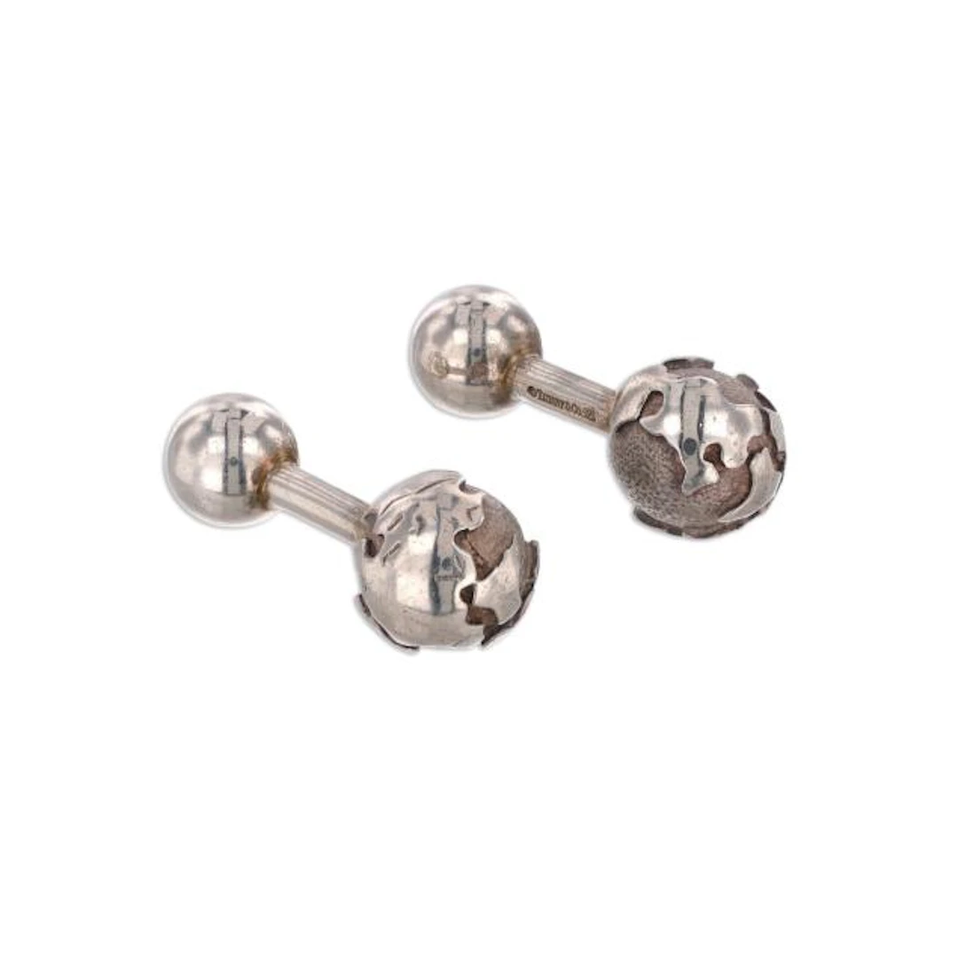 Silver Globe Motif Cufflinks, Tiffany & Co.