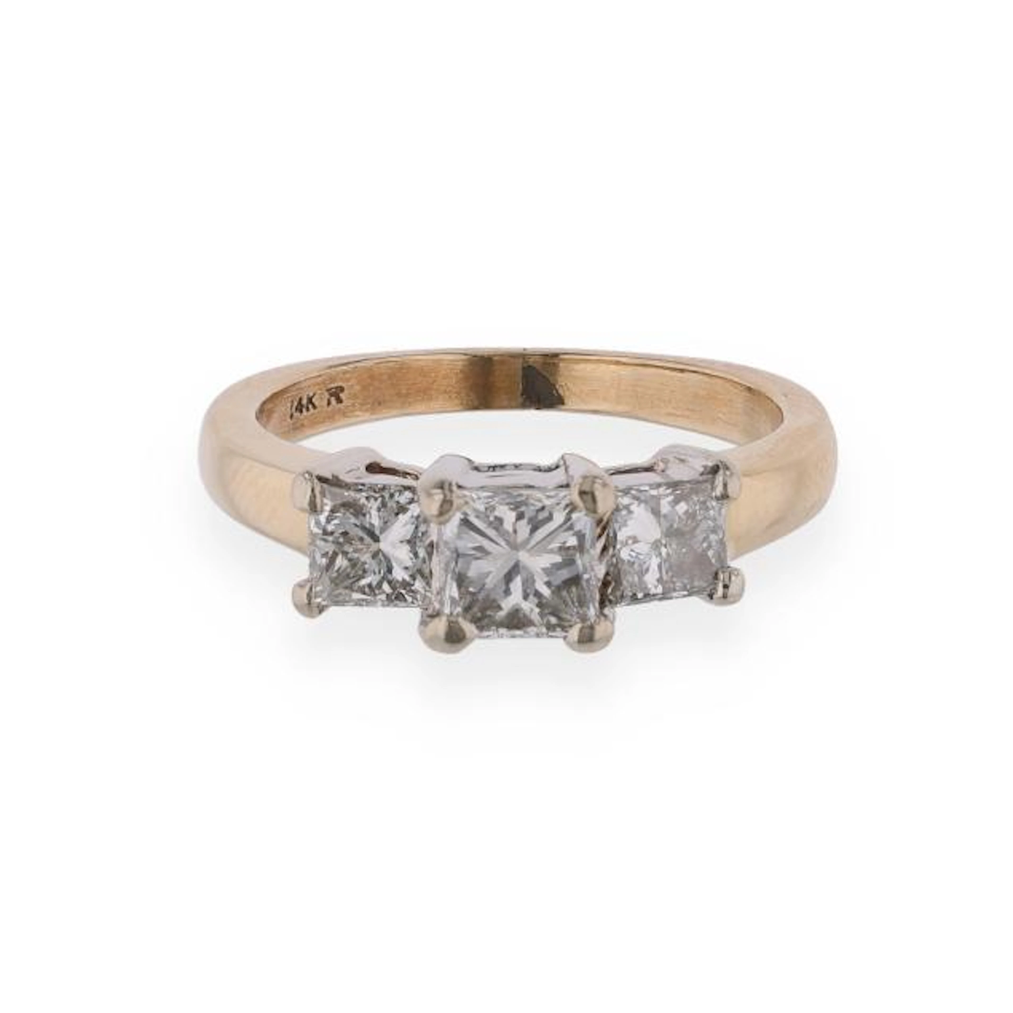 Bi-Color Gold and Diamond Three-Stone Ring