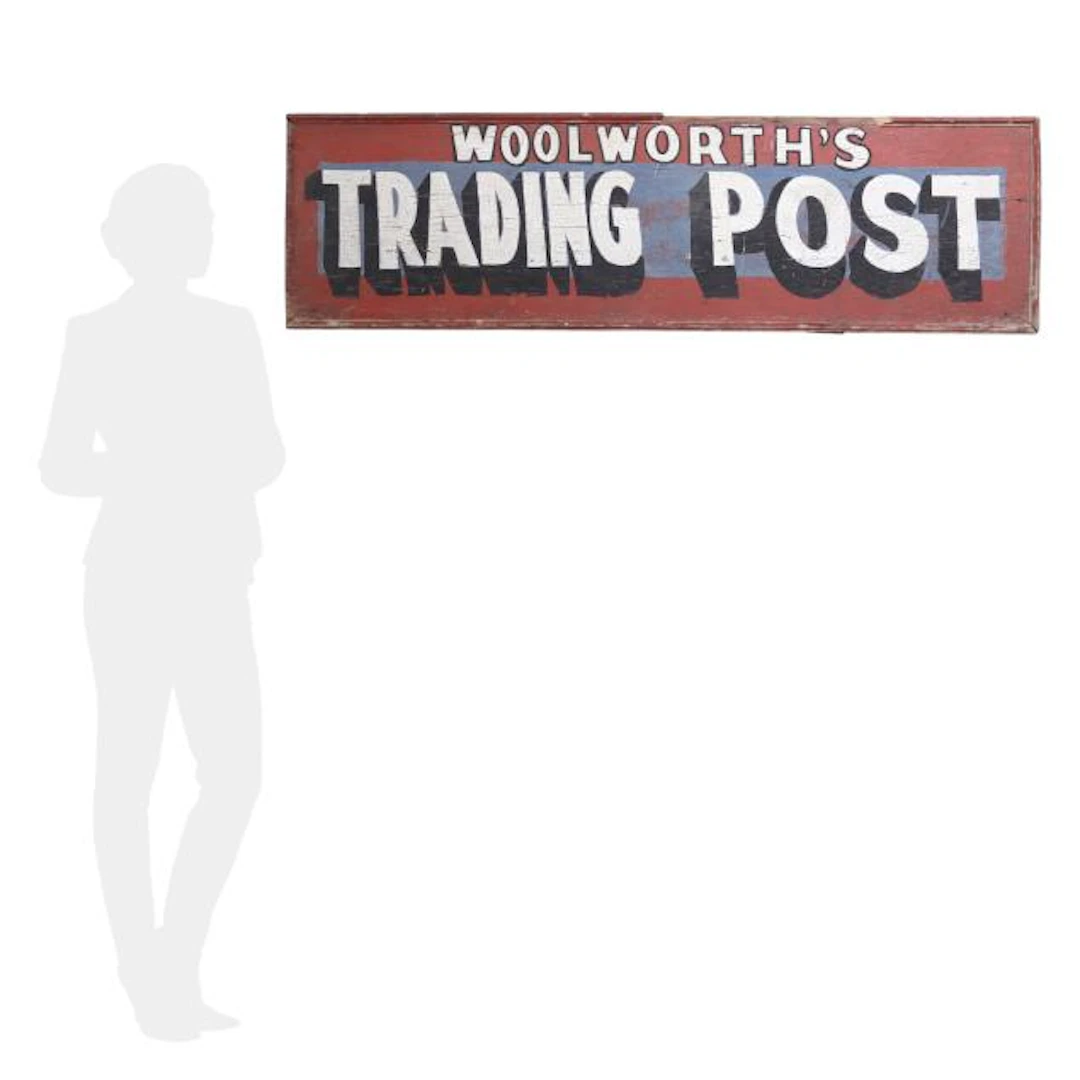 Large Woolworth's Trading Post Painted Advertisement