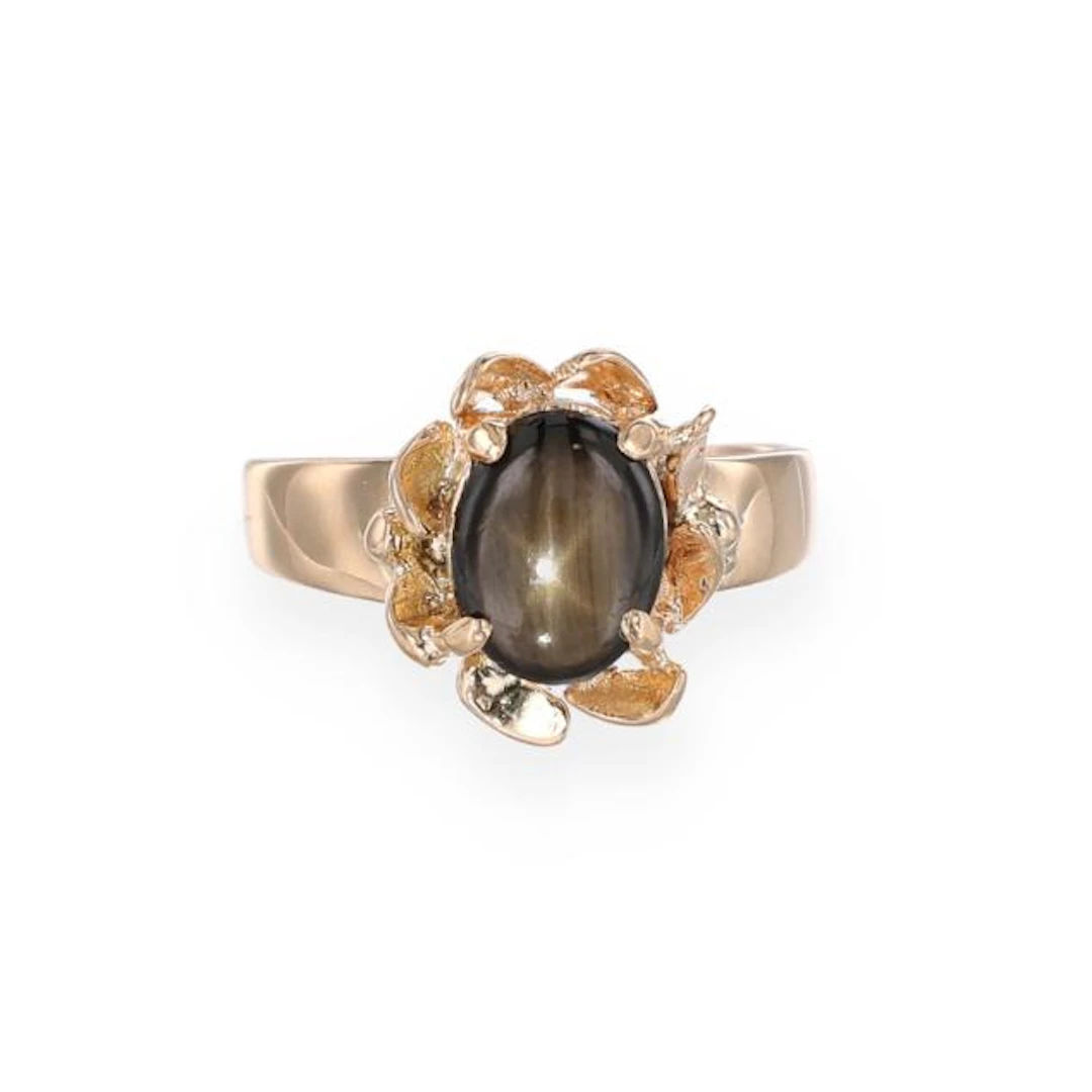 Gold and Black Star Sapphire Ring