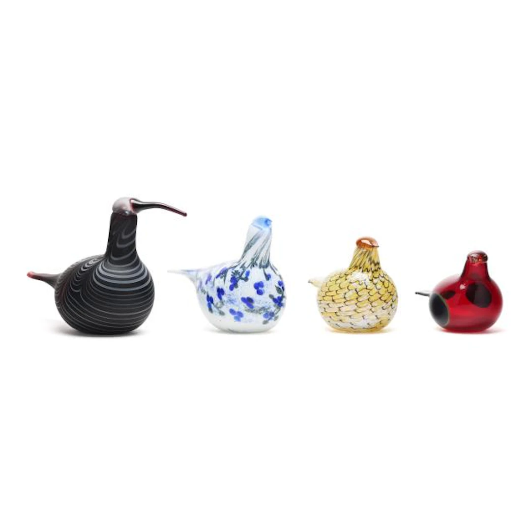 Oiva Toikka (Finnish, 1931-2019), Four Art Glass Birds