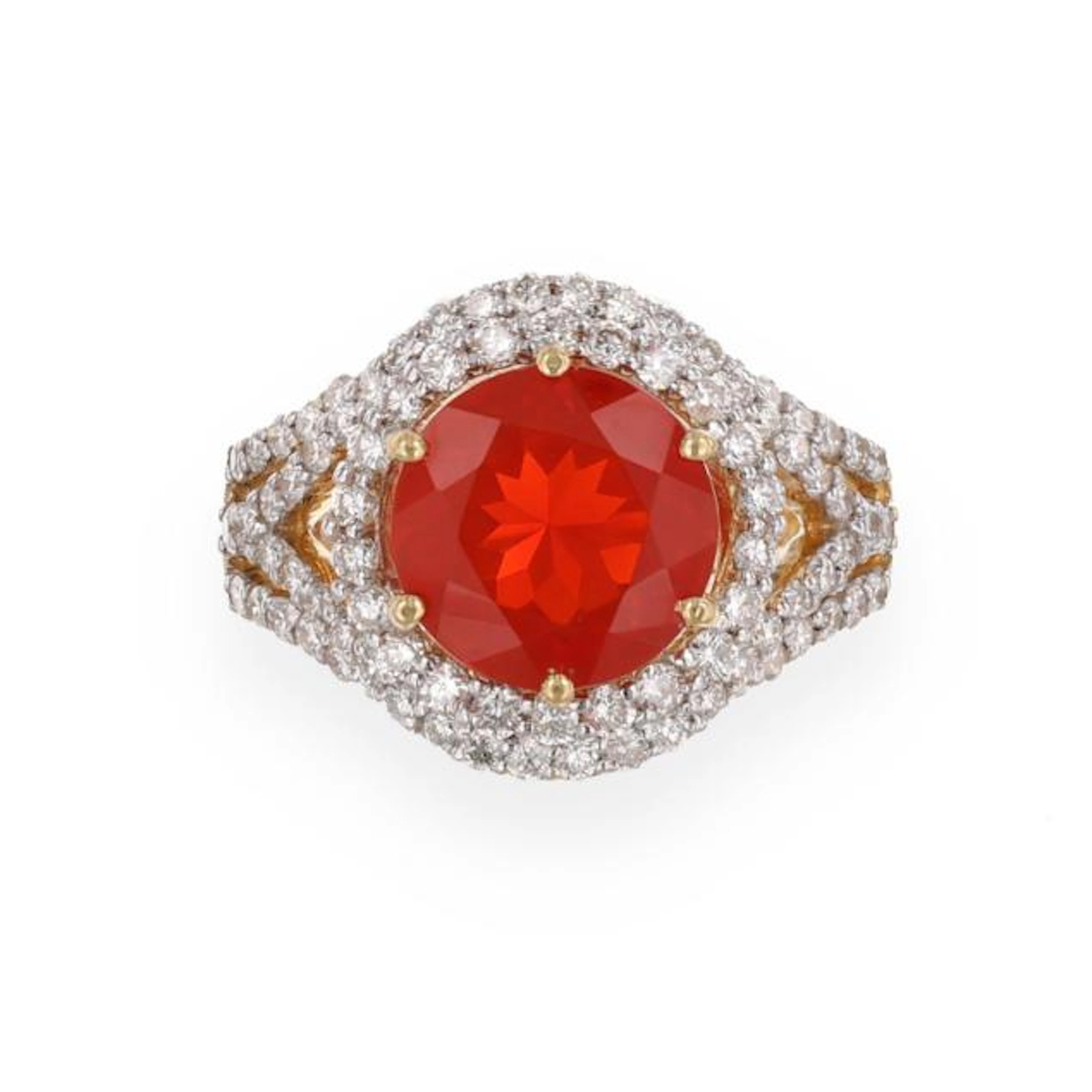 Gold, Fire Opal, and Diamond Ring