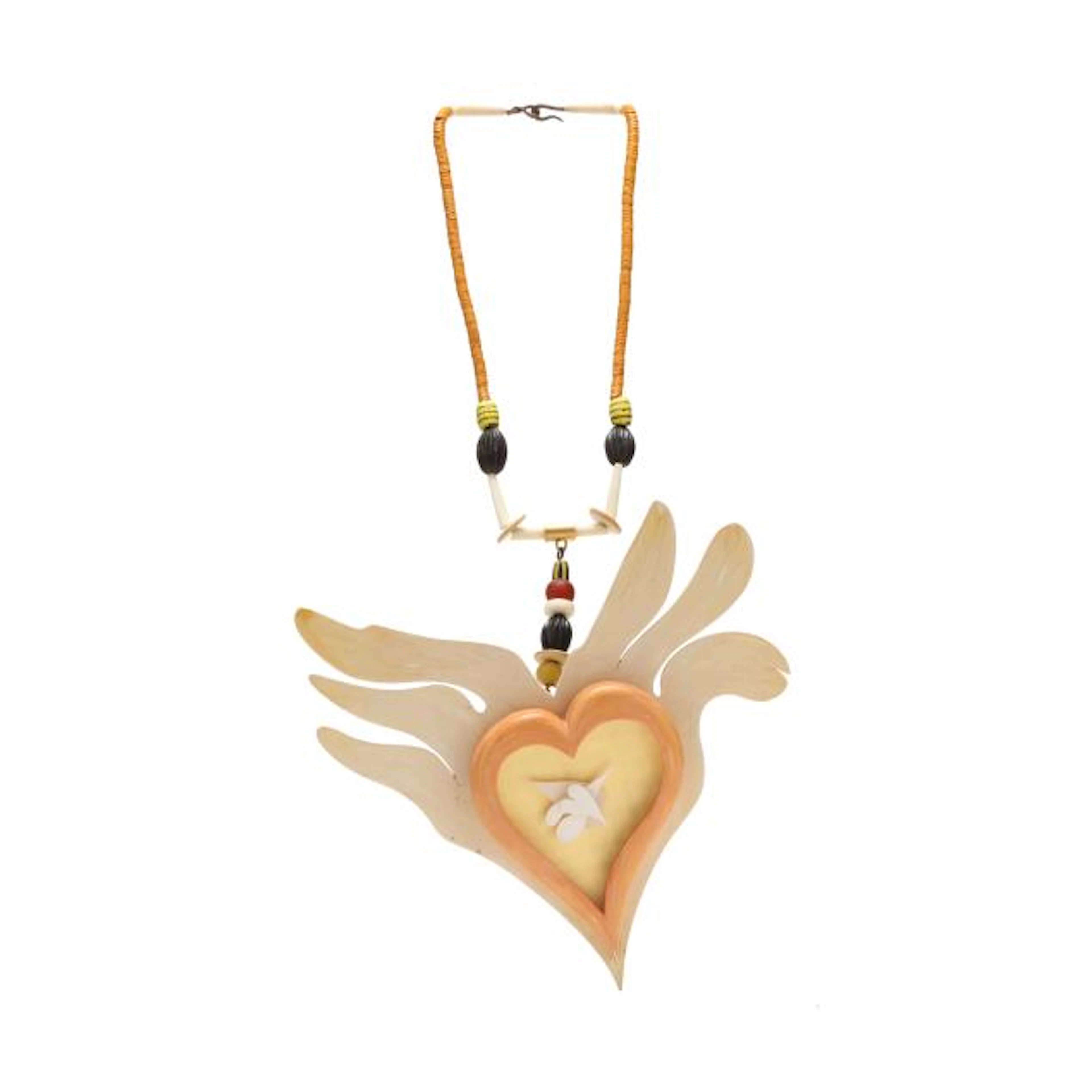 Garry Knox Bennett (American, 1934-2022), Winged Heart Clock Necklace