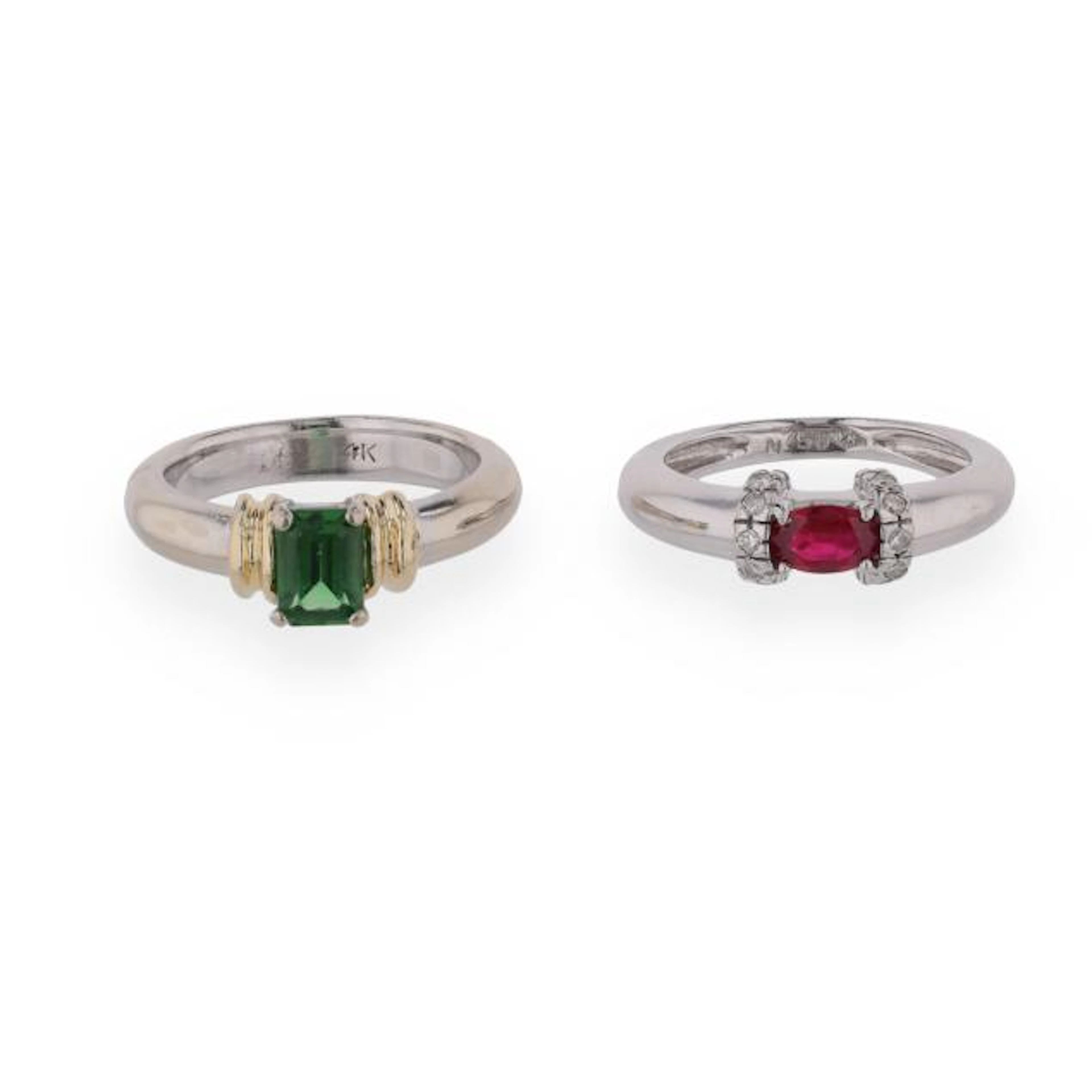 Two White Gold and Gem-Set Rings