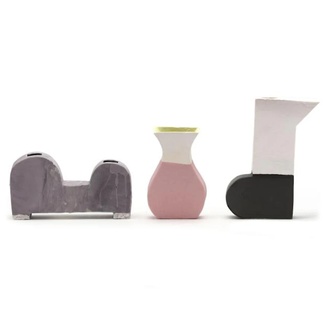 Alain Huin (French American, b. 1947), Three Ceramic Postmodernist Vases