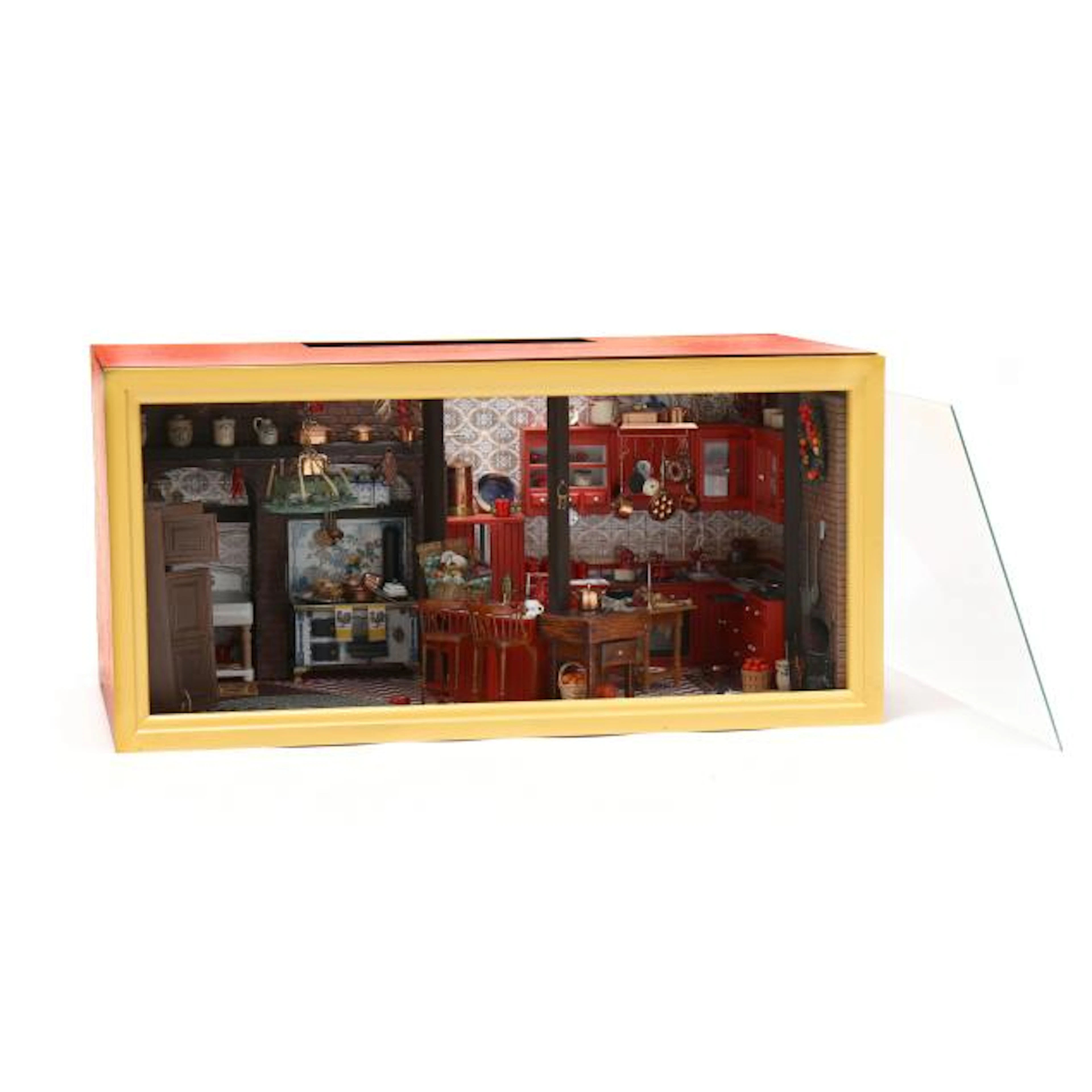A Miniature Detailed Box Diorama of a Country Style Kitchen