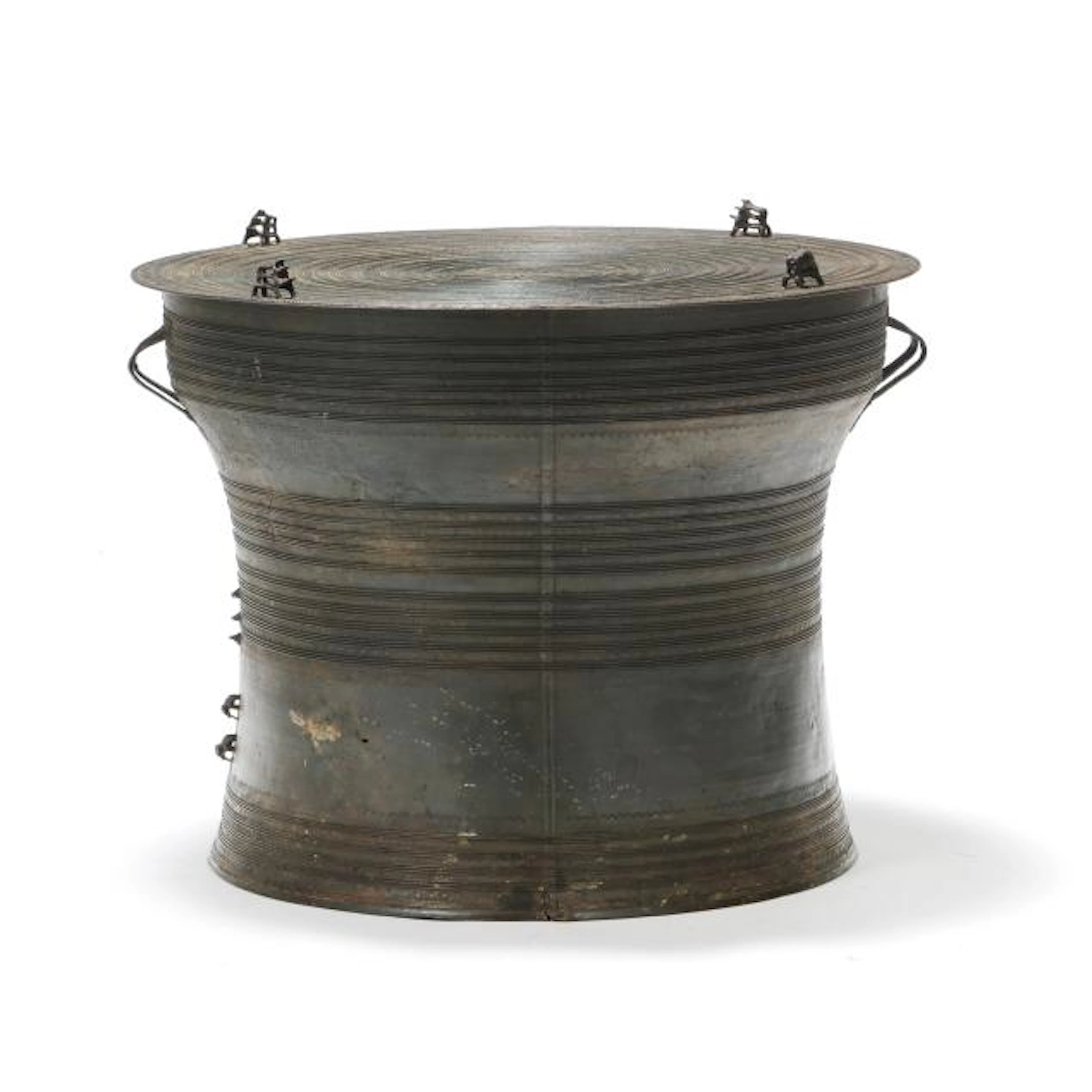 A Burmese Bronze Karen Frog or Rain Drum