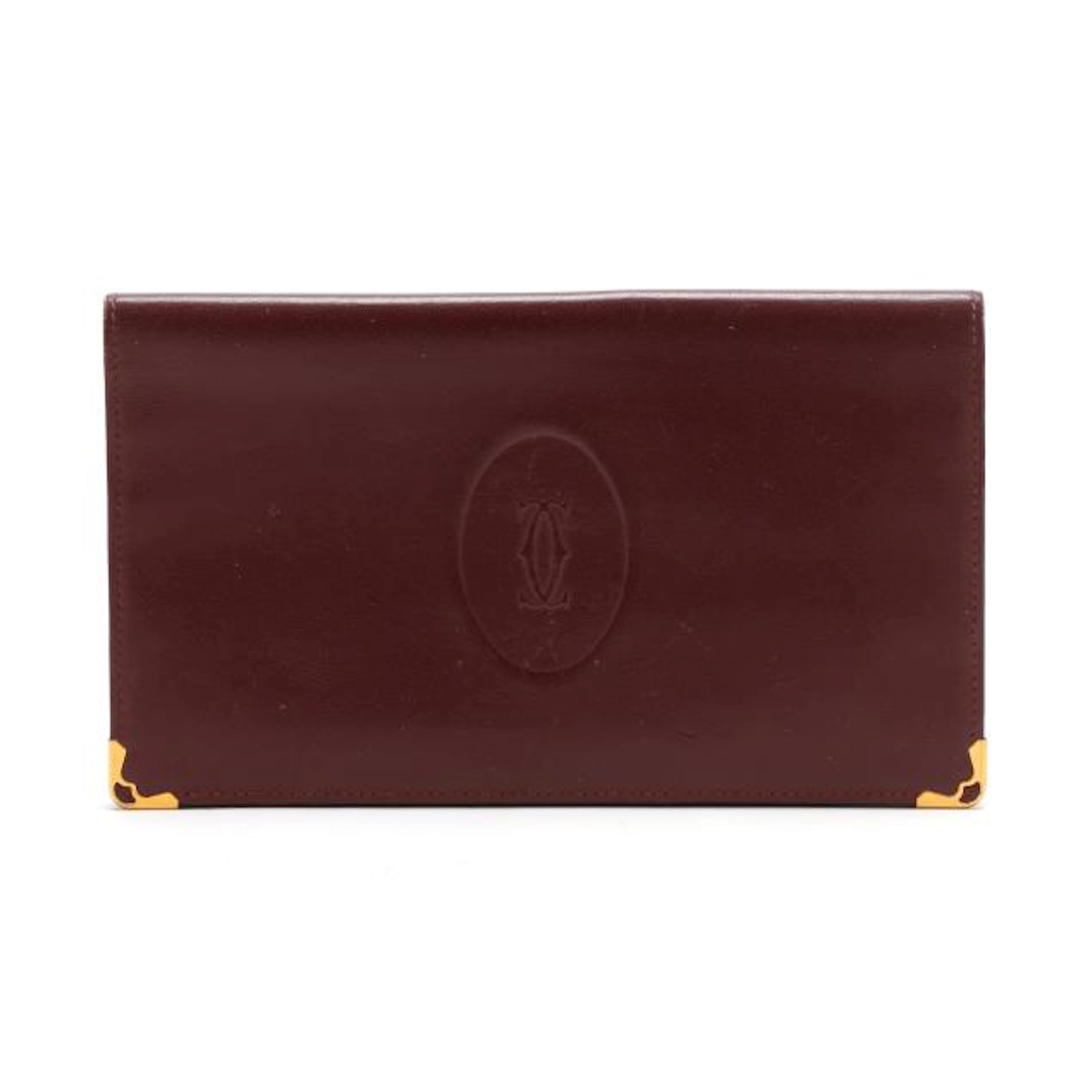 Burgundy Leather Must de Cartier Checkbook Wallet, Cartier
