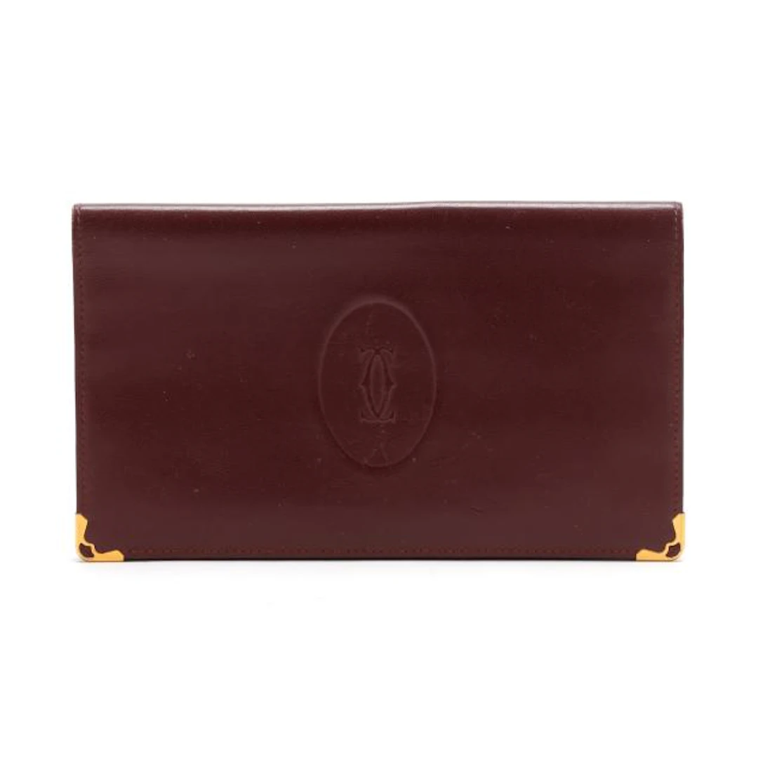 Burgundy Leather Must de Cartier Checkbook Wallet, Cartier