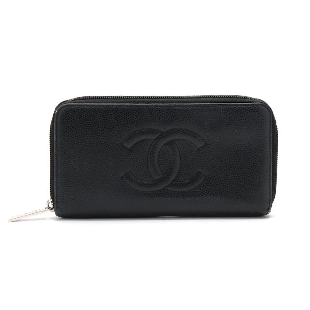 Vintage Black Timeless CC Zip Around Wallet, Chanel