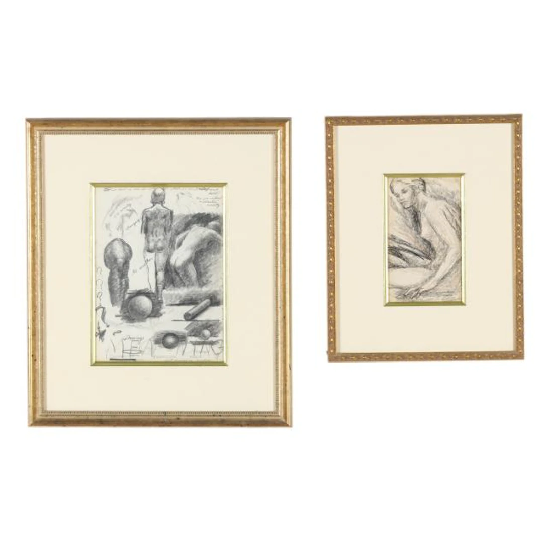 Wes Crawley (American, 1922-1985), Two Figure Sketches (two works)
