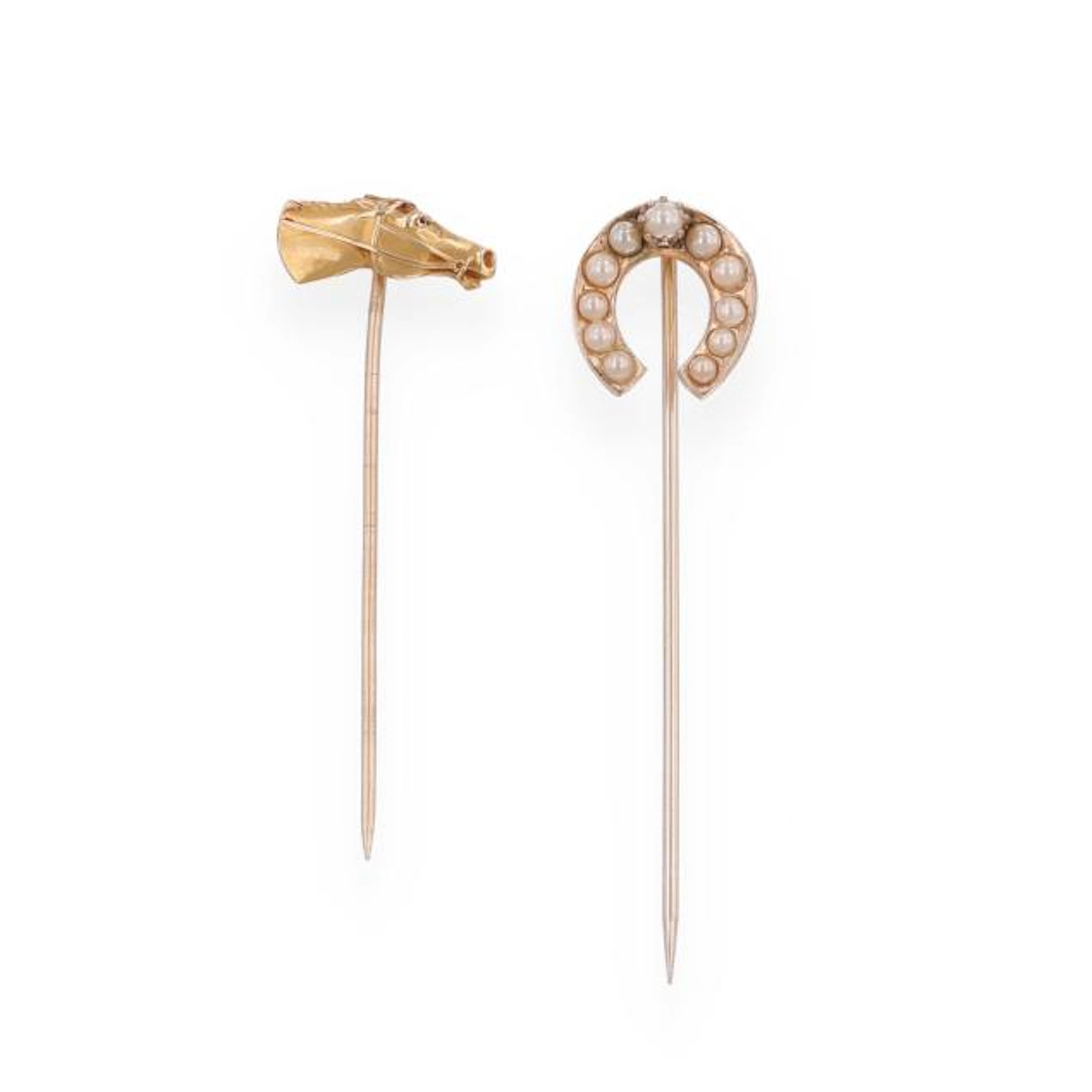 Two Vintage Equestrian Motif Stick Pins