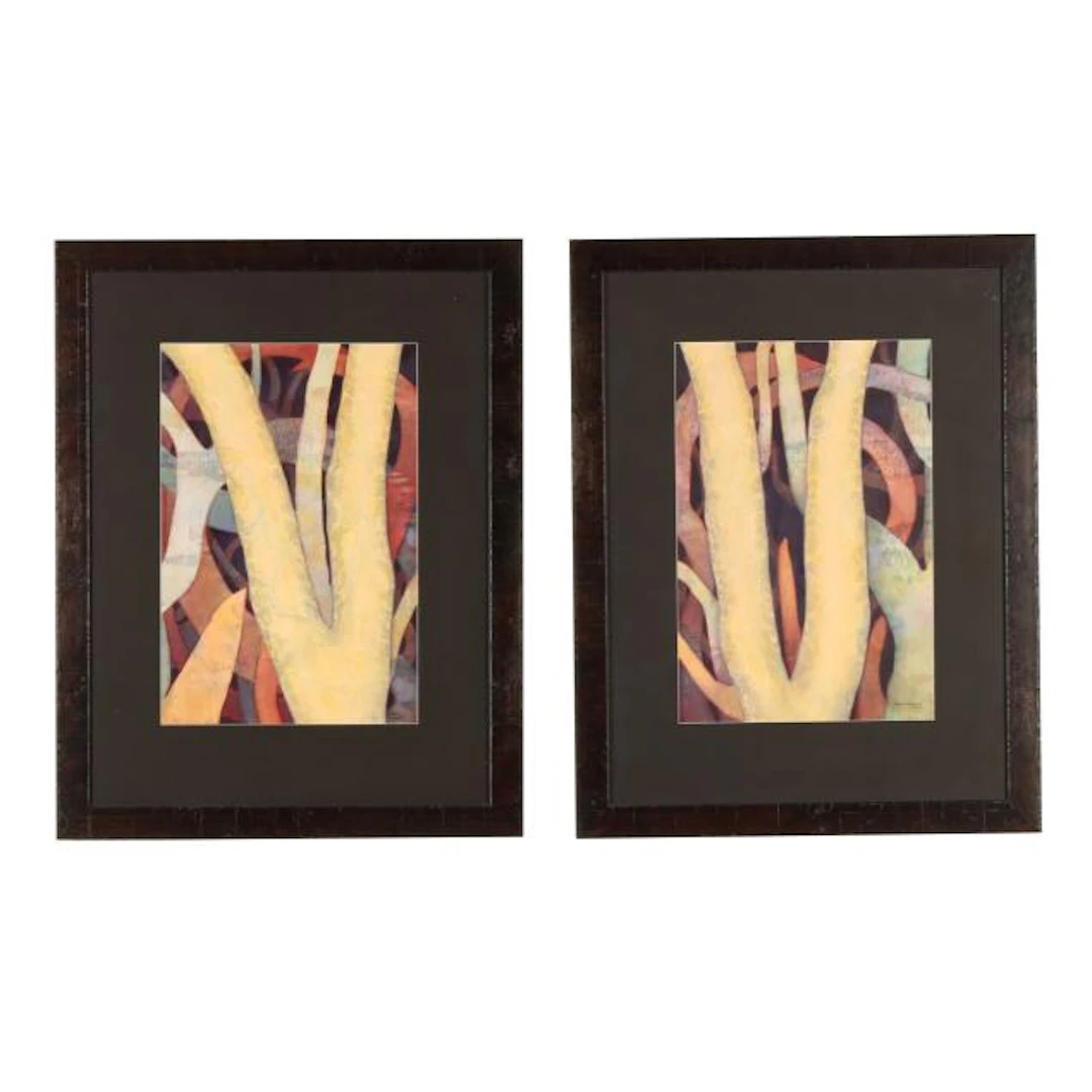 Jean Hearst (American), Two Framed Works from the Wild Garden Series