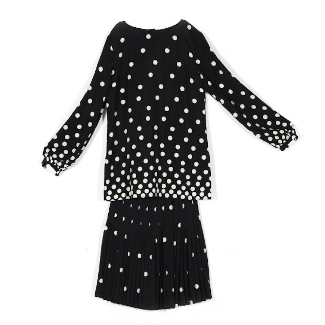 Black and White Polka Dot Blouse and Skirt Set, Valentino
