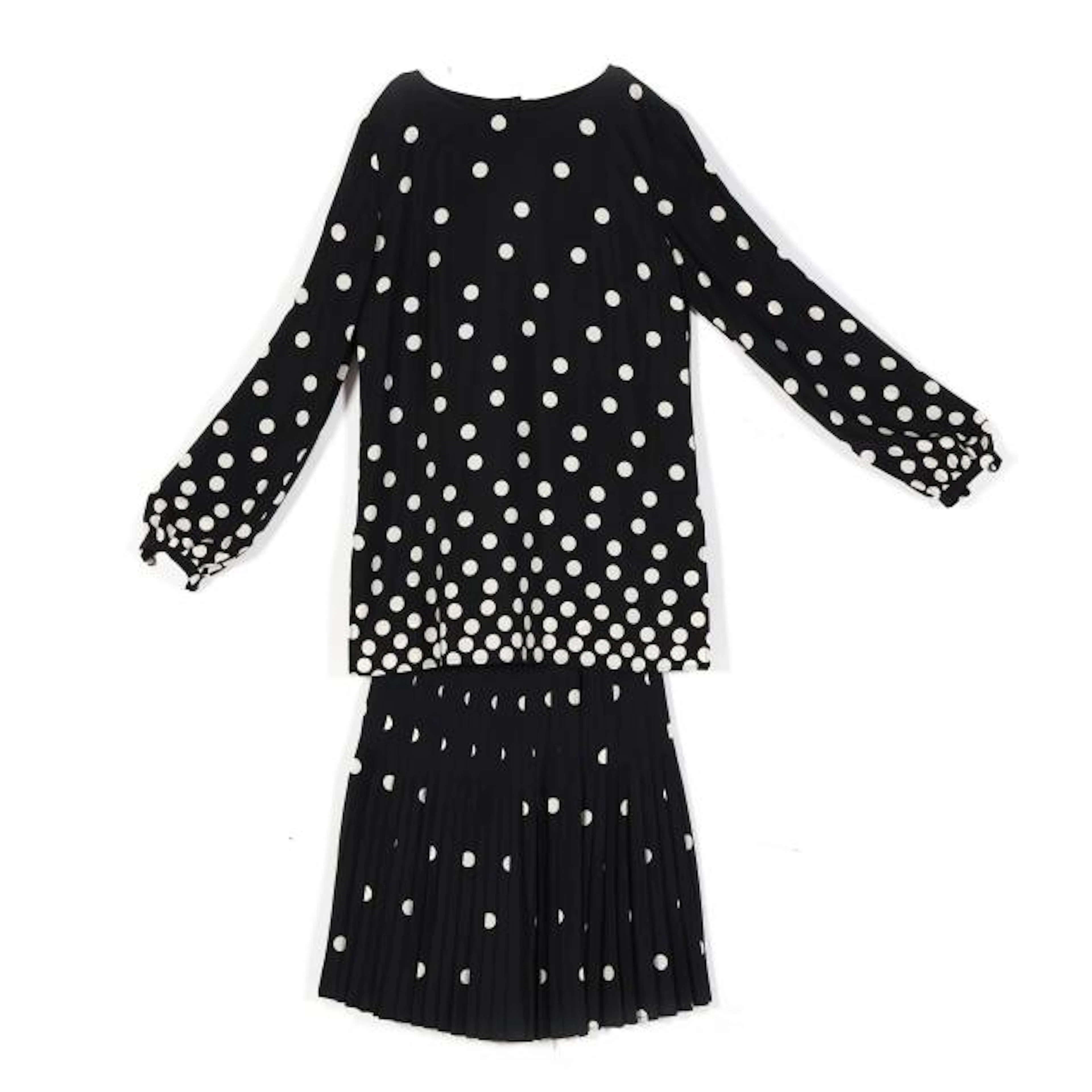 Black and White Polka Dot Blouse and Skirt Set, Valentino