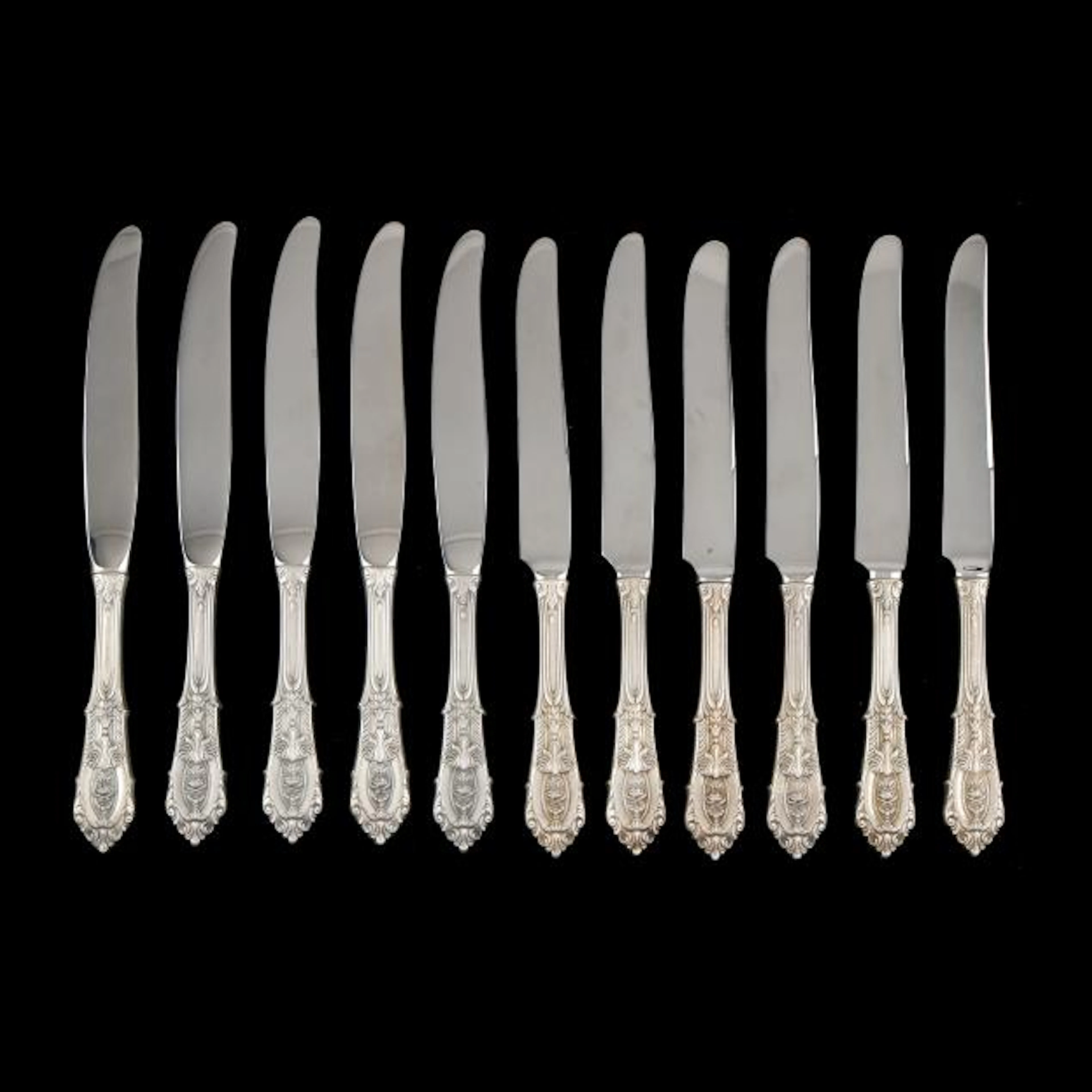 Set of Eleven Wallace Rose Point Sterling Silver Dinner Knives