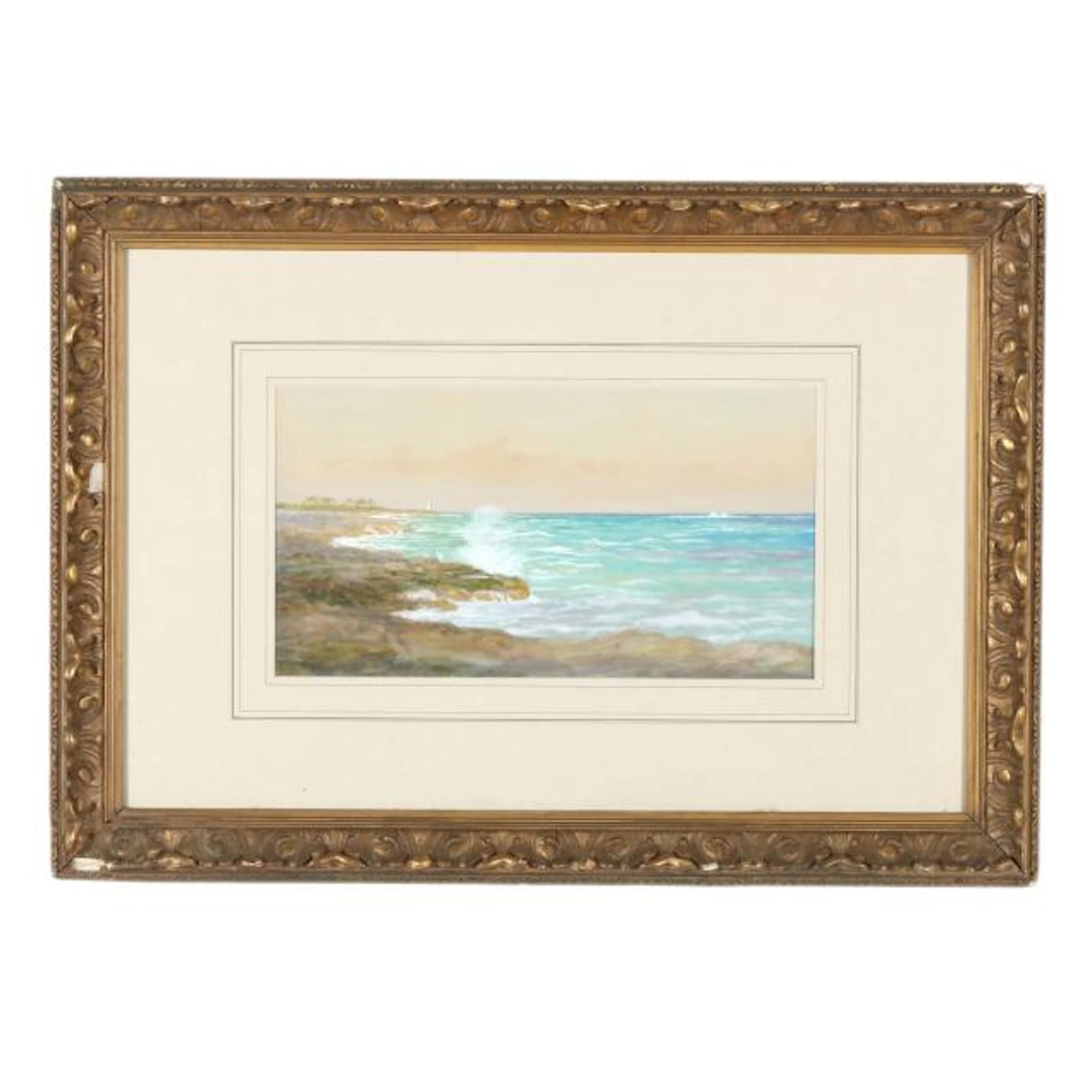 Armin Buchterkirch (American, 1859-1915), Seascape with a Rocky Coastline