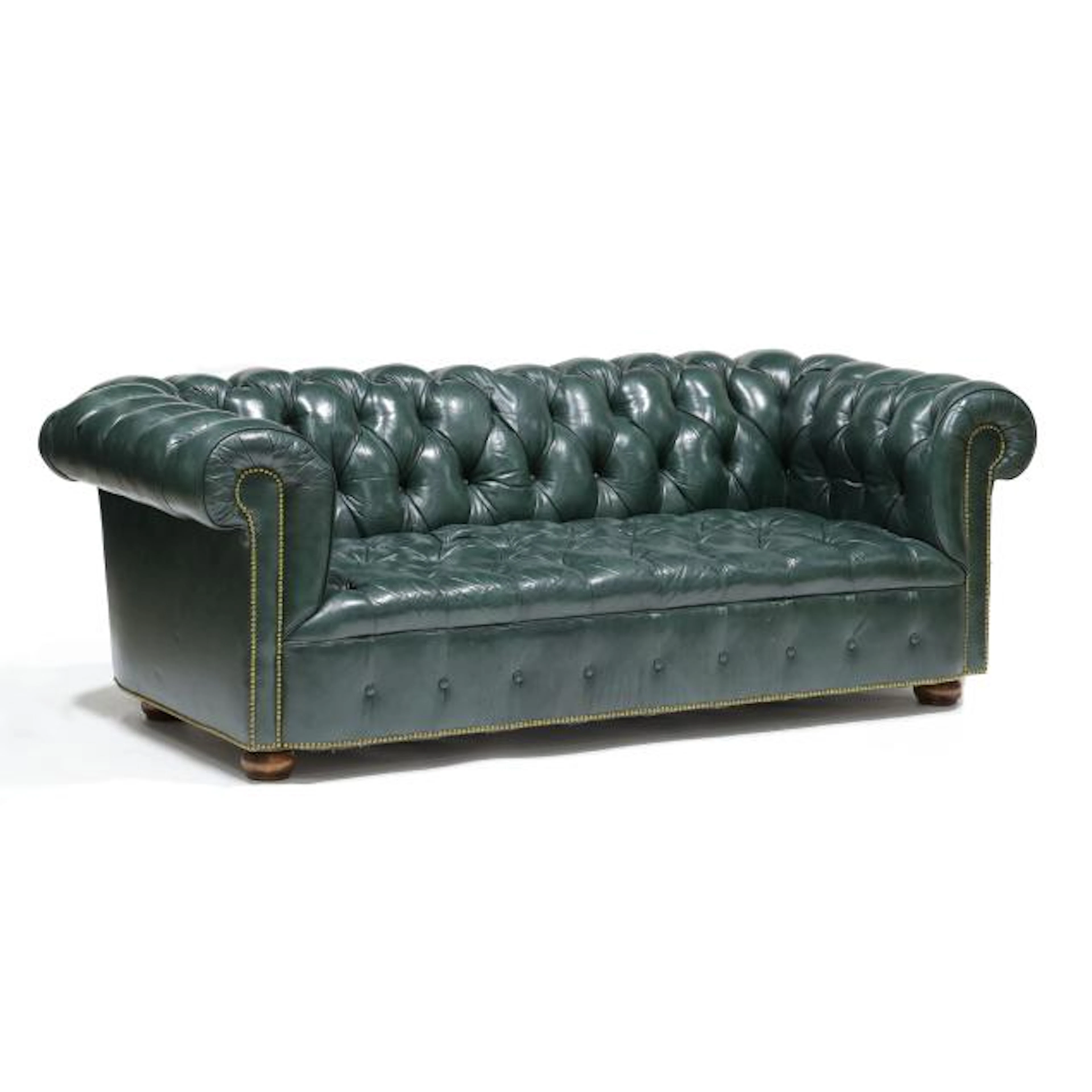 English Style Tufted Leather Sofa