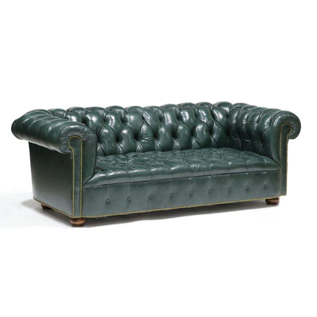 English Style Tufted Leather Sofa