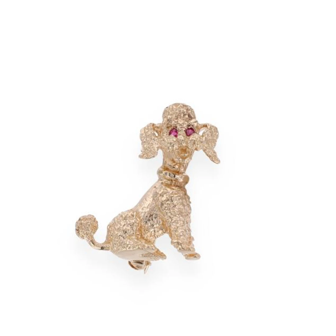 Gold and Gem-Set Dog Motif Brooch